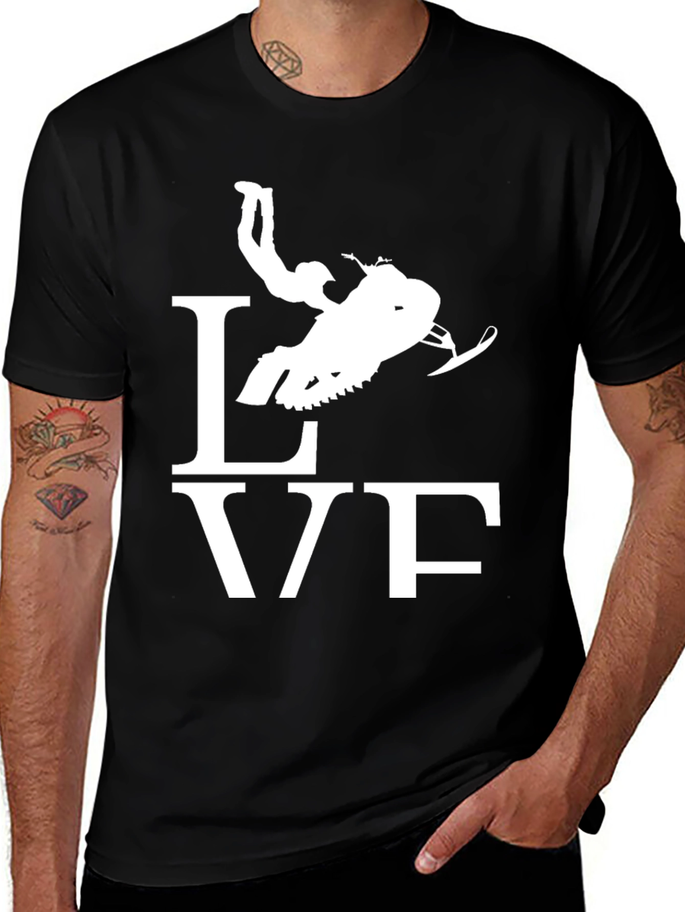 Snowmobile Love Graphic Tee - Black Cotton Shirt