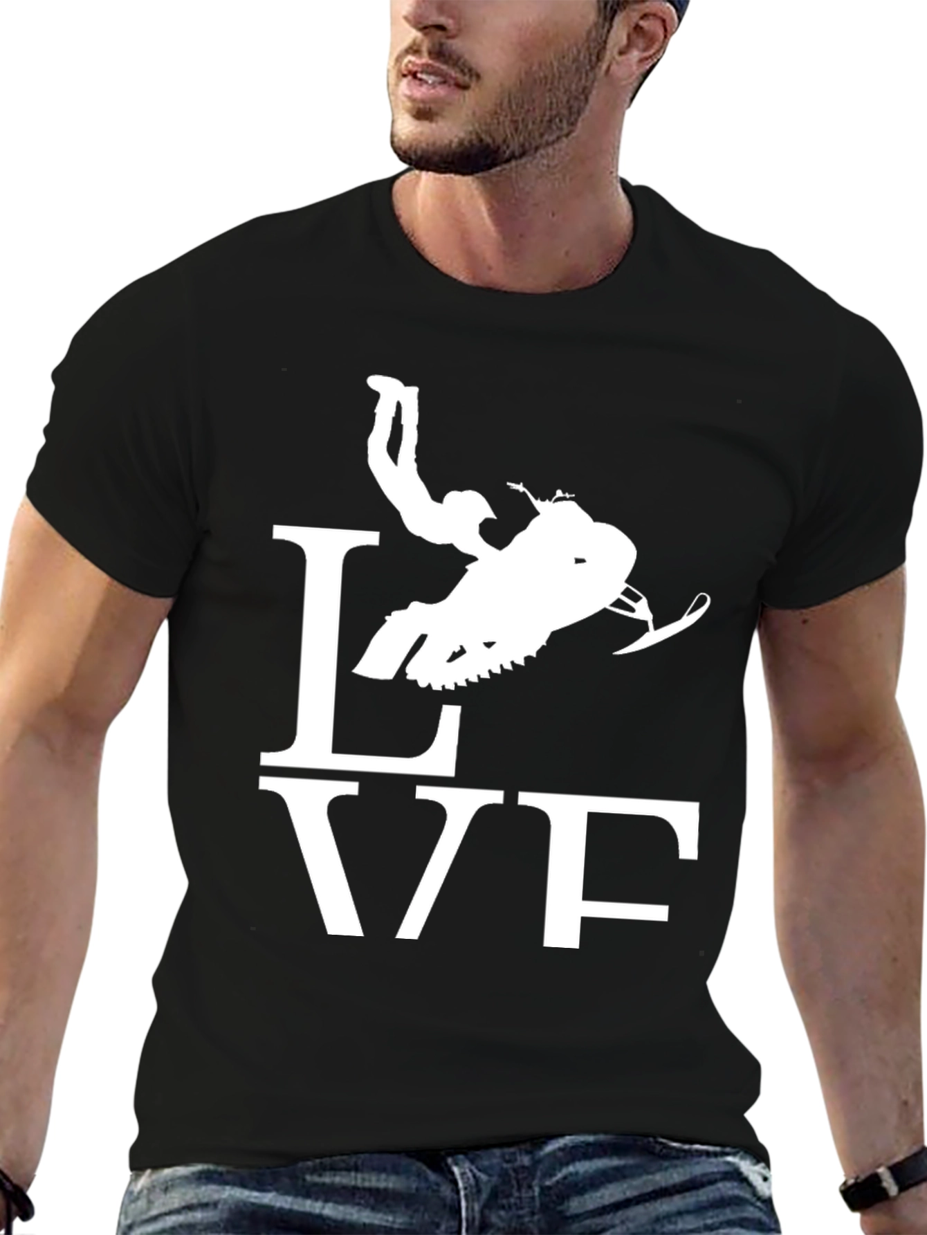 Snowmobile Love Graphic Tee - Black Cotton Shirt