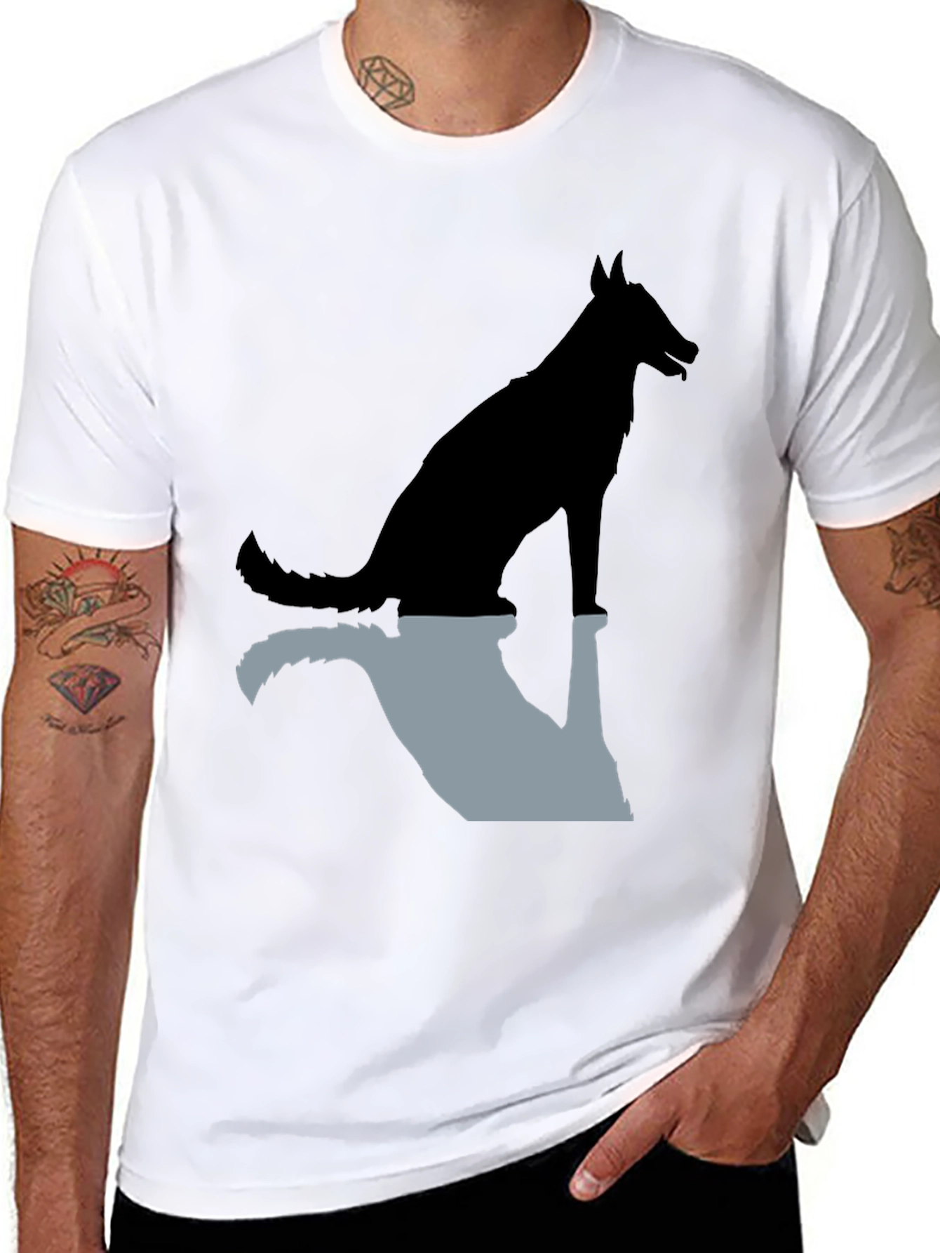 Dog Silhouette Graphic Tee - Stylish Black Shirt