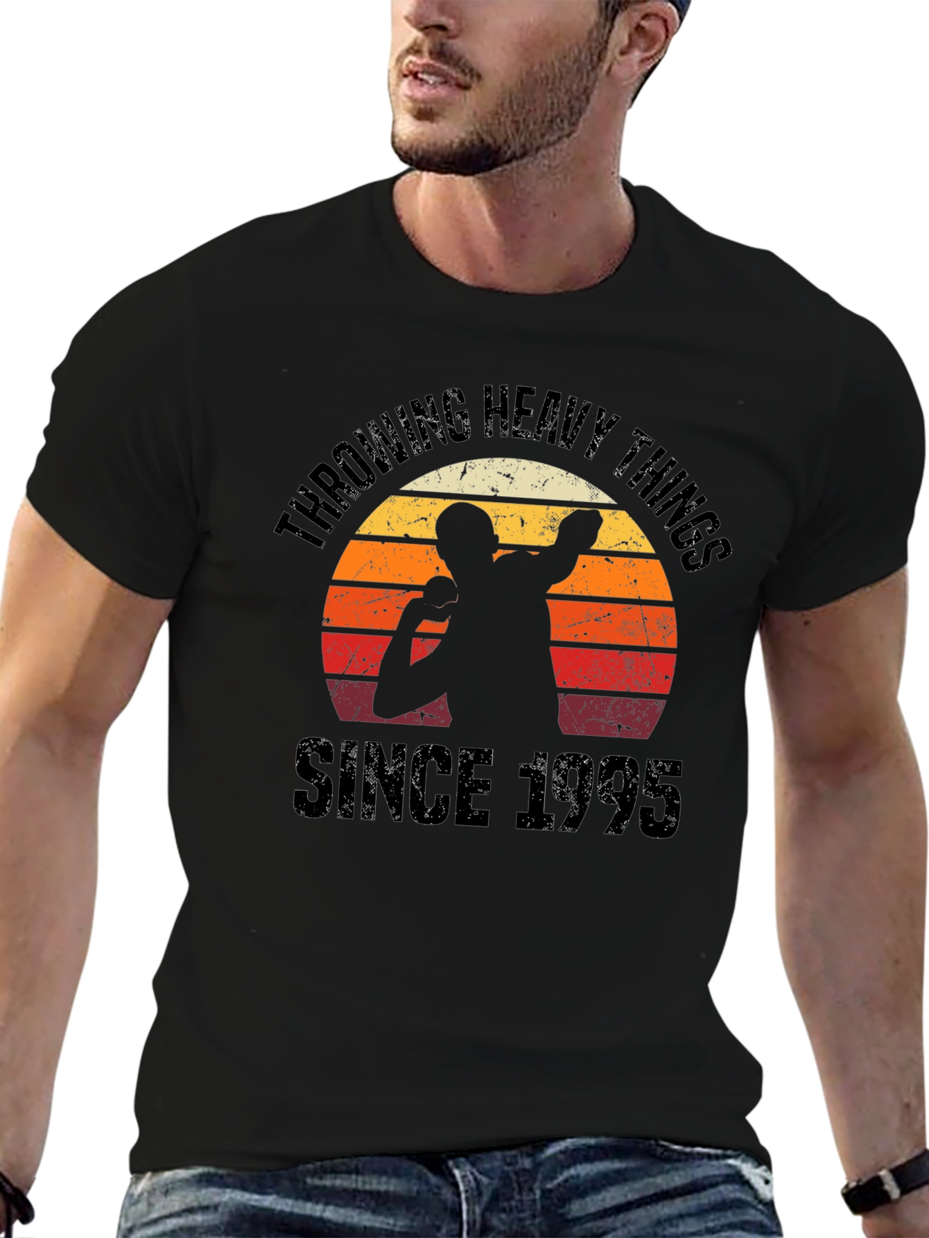 Throwing Heavy Things Since 1995 Black T-Shirt