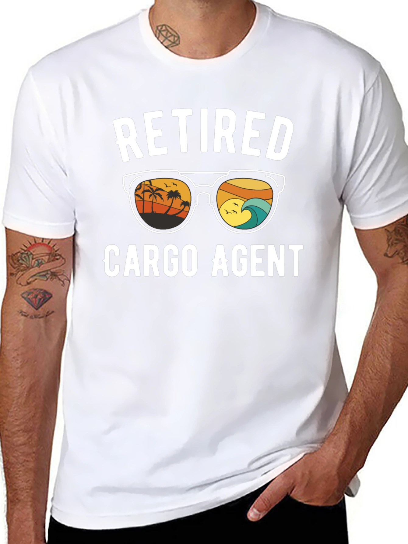 Retired Cargo Agent T-Shirt - Beach Design