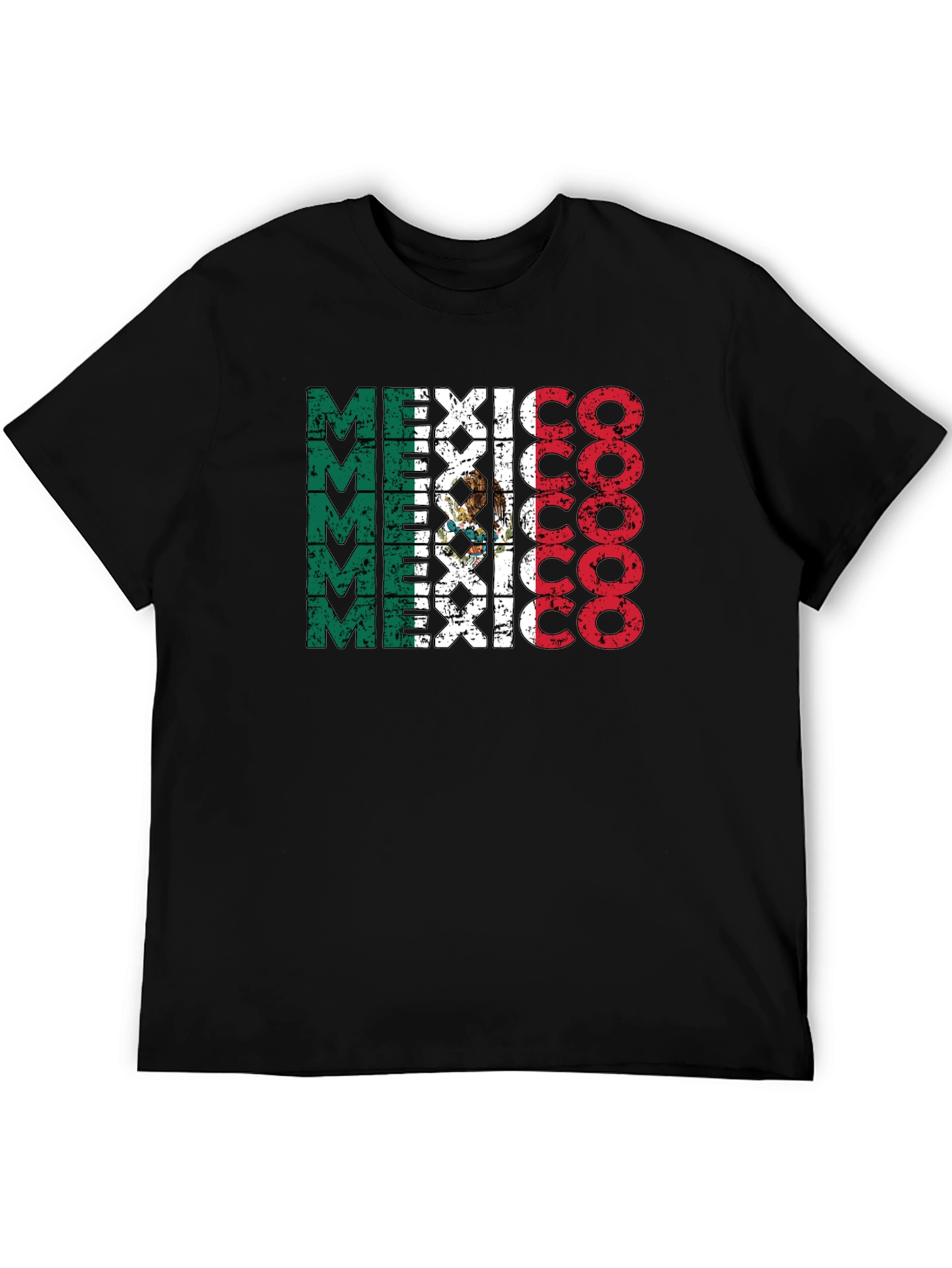 Mexico Flag T-Shirt Black Crewneck