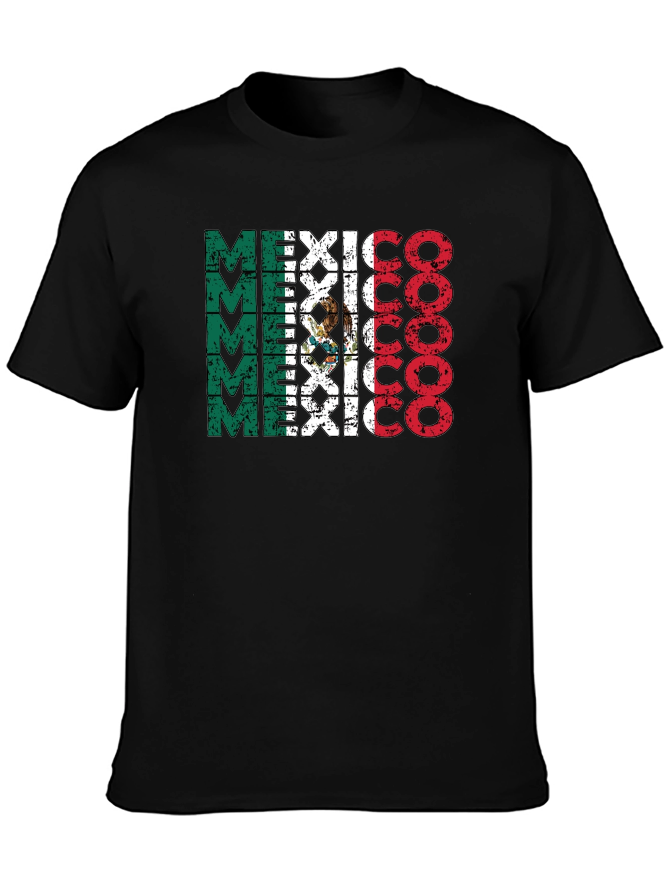 Mexico Flag T-Shirt Black Crewneck