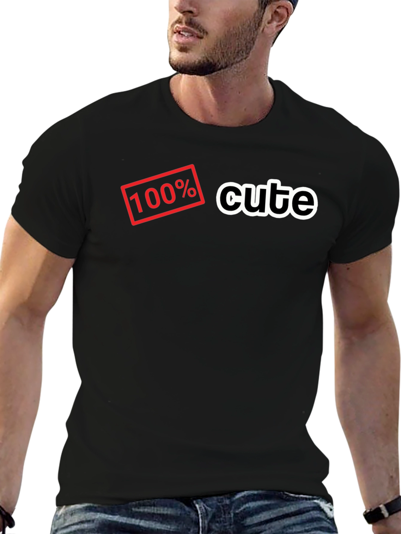 100% Cute Black Graphic T-Shirt