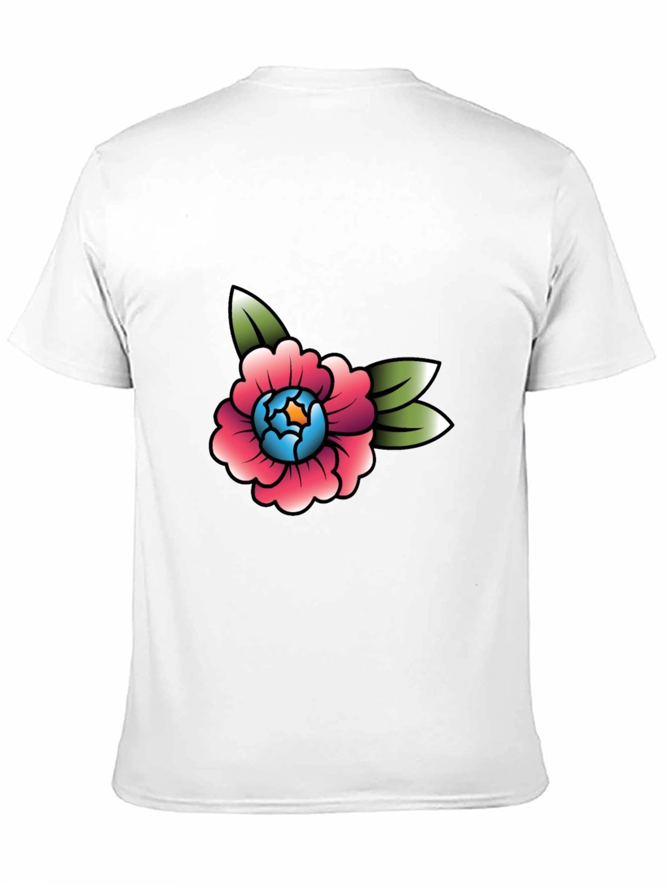 Floral Tattoo Style Graphic Tee - Black Cotton