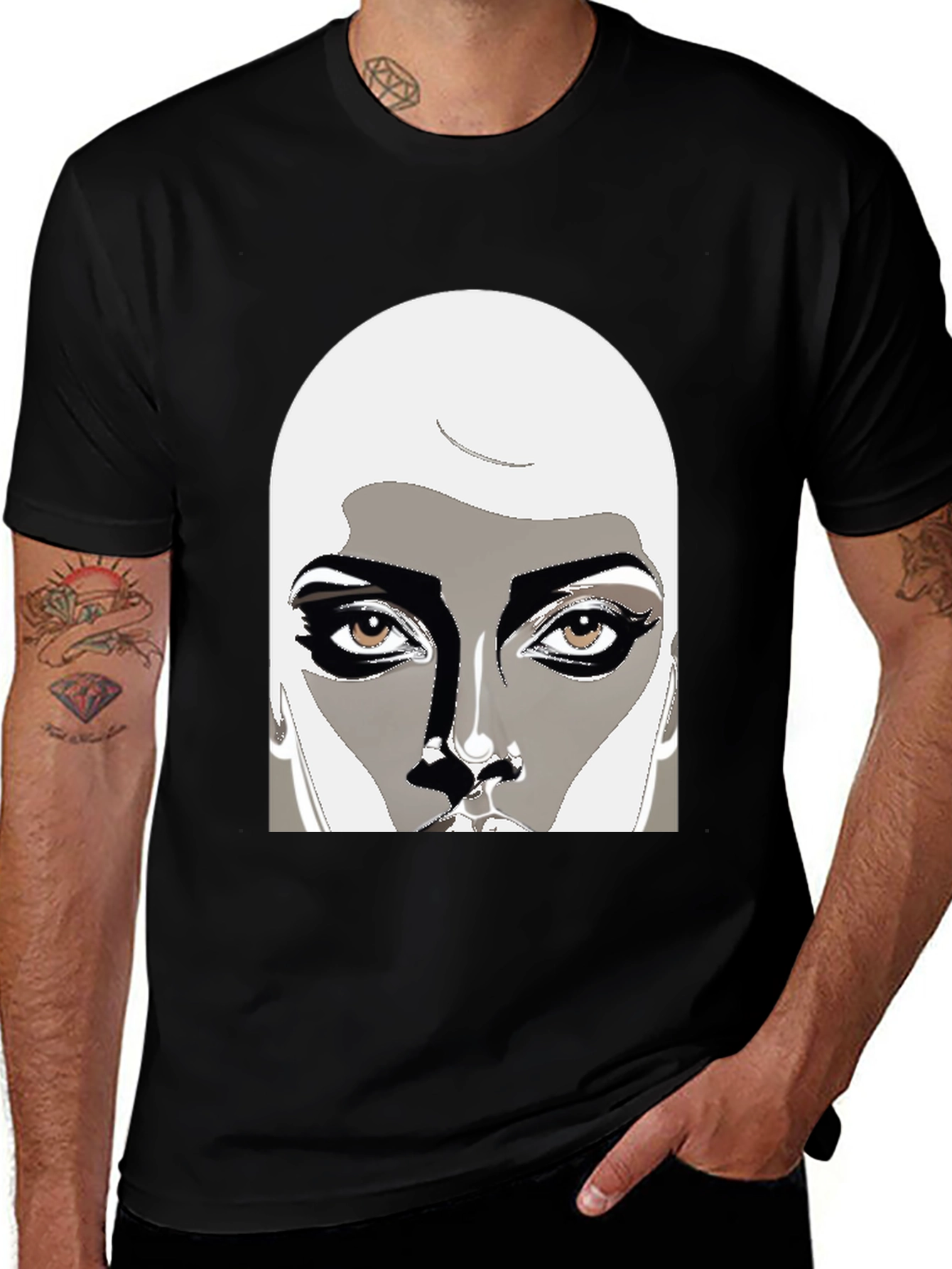 Unique Graphic Tee: Stylish Face Design