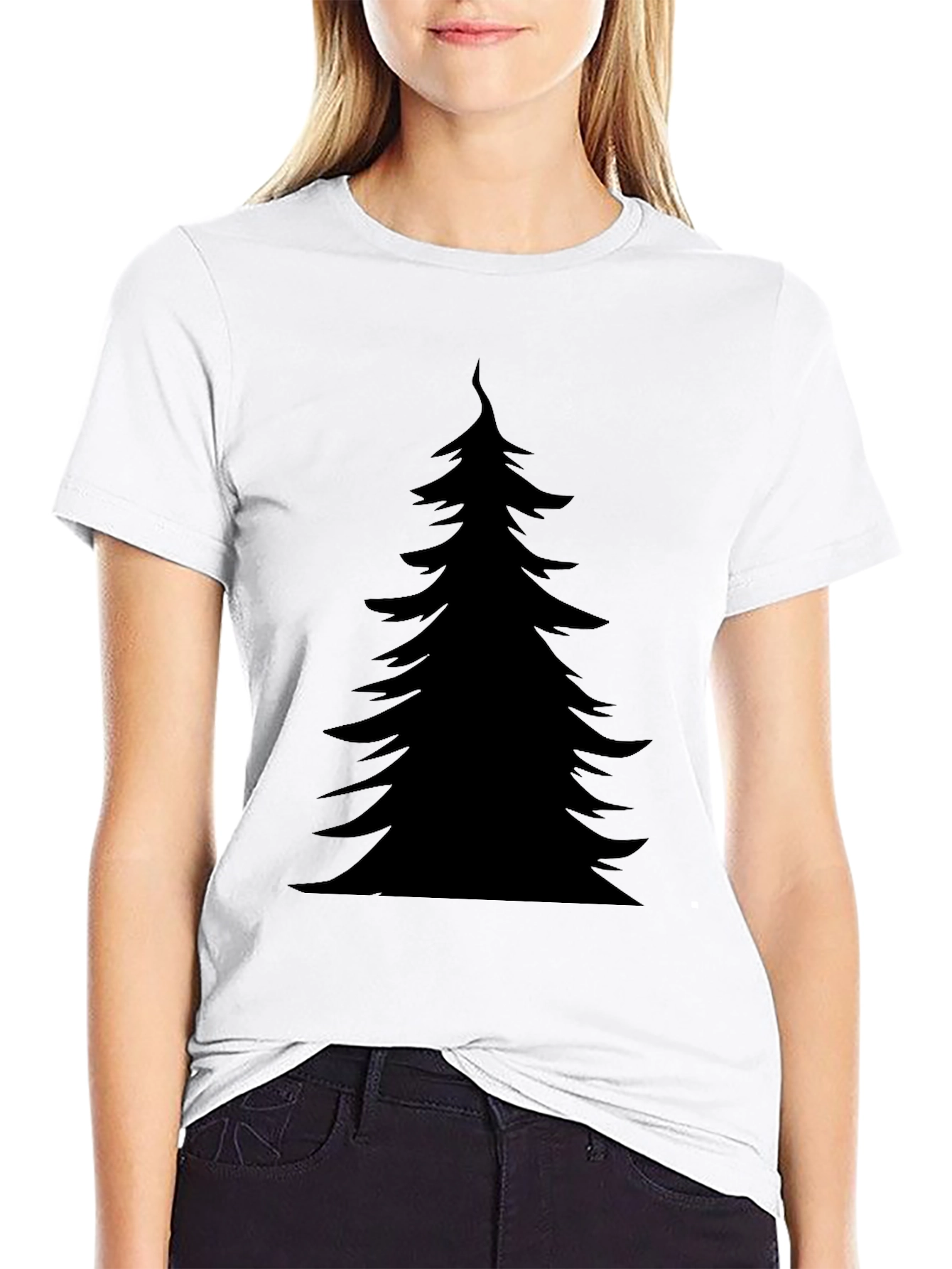 Black Christmas Tree Graphic Tee - Holiday Style