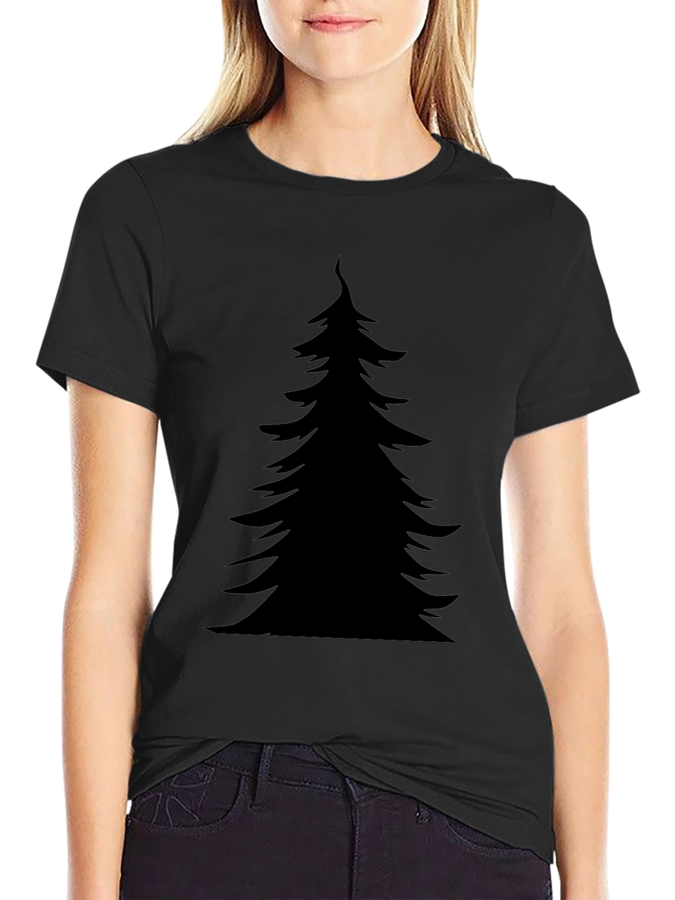 Black Christmas Tree Graphic Tee - Holiday Style