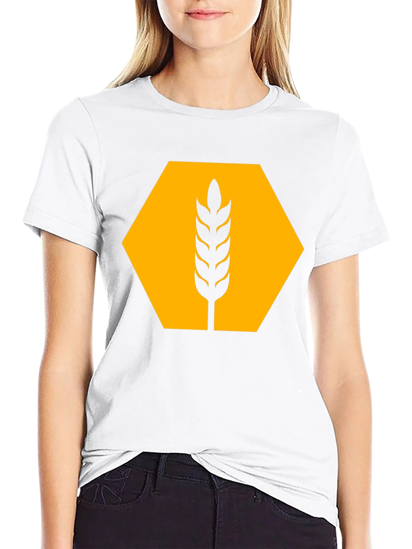 Wheat Hexagon Graphic Tee - Modern Style