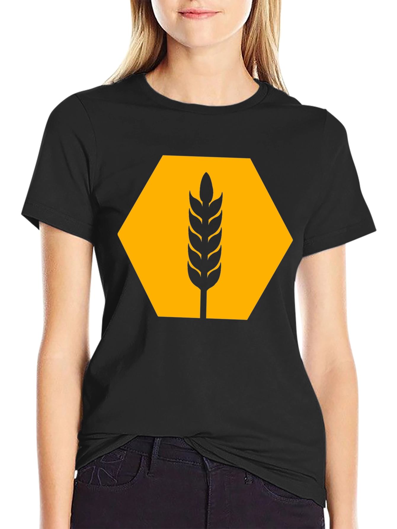 Wheat Hexagon Graphic Tee - Modern Style