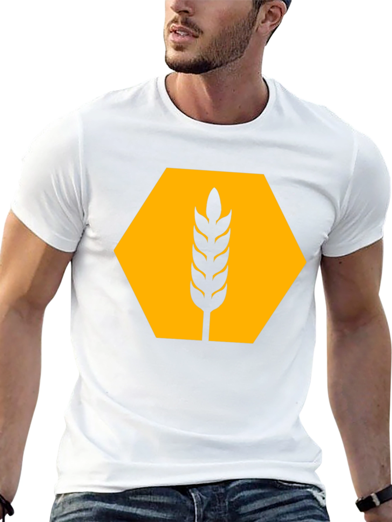 Wheat Hexagon Graphic Tee - Modern Style