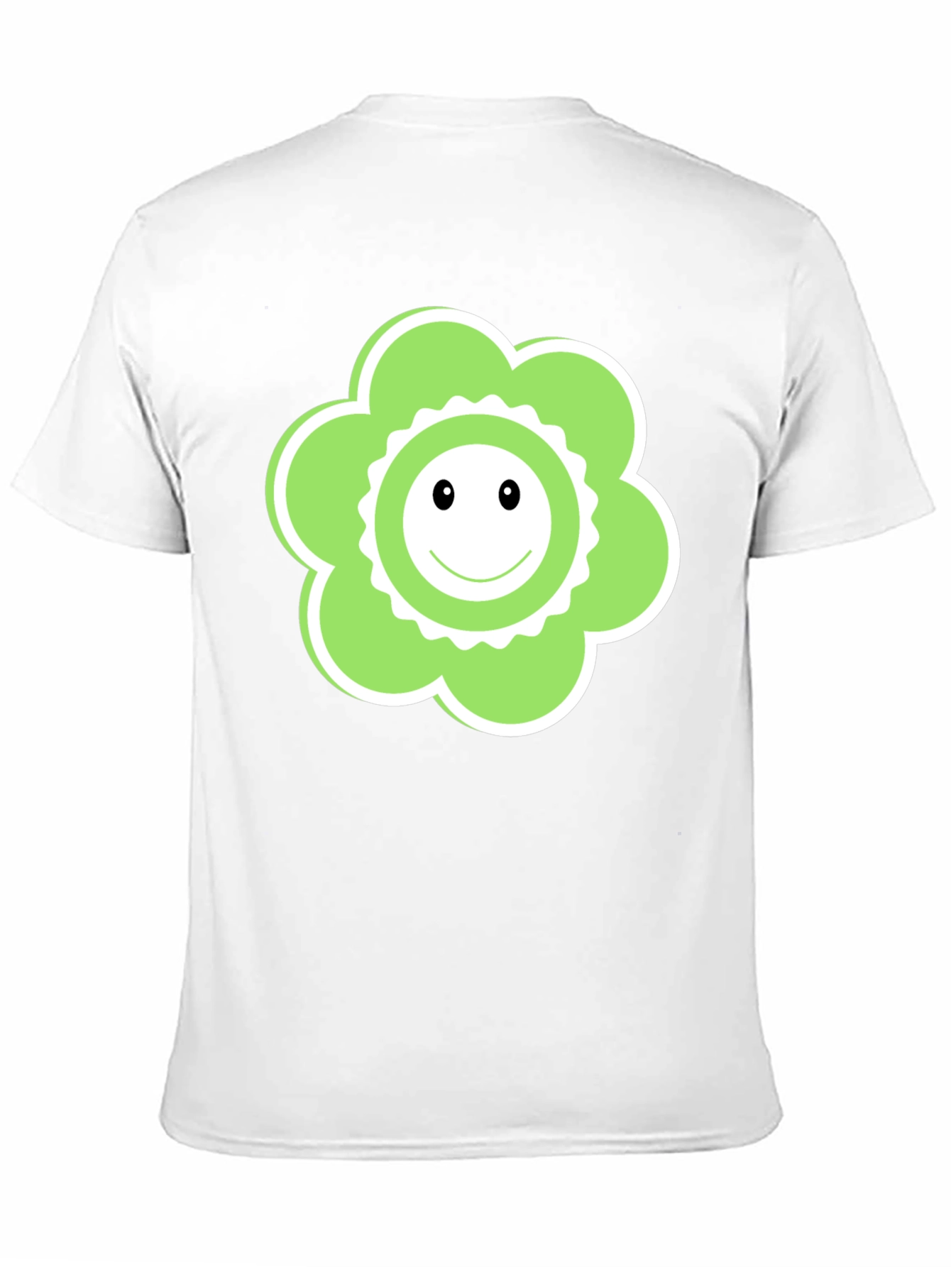 Funky Flower Smiley Face Black T-Shirt