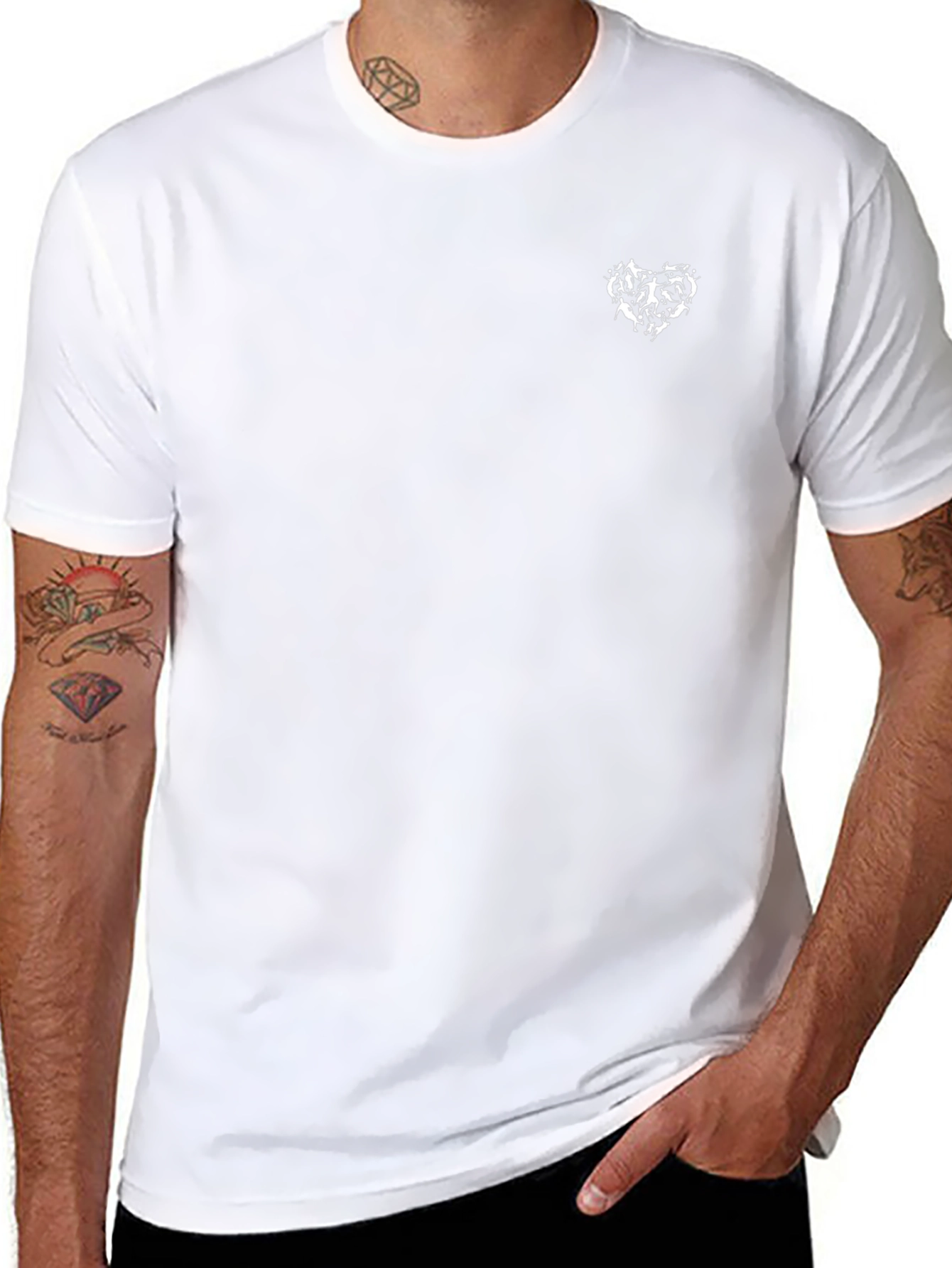 Black Graphic Tee - Heart Design