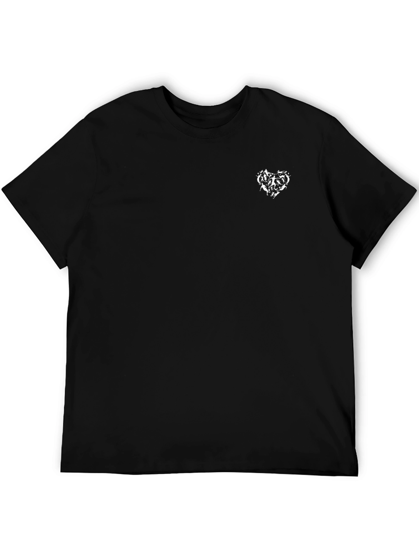 Black Graphic Tee - Heart Design