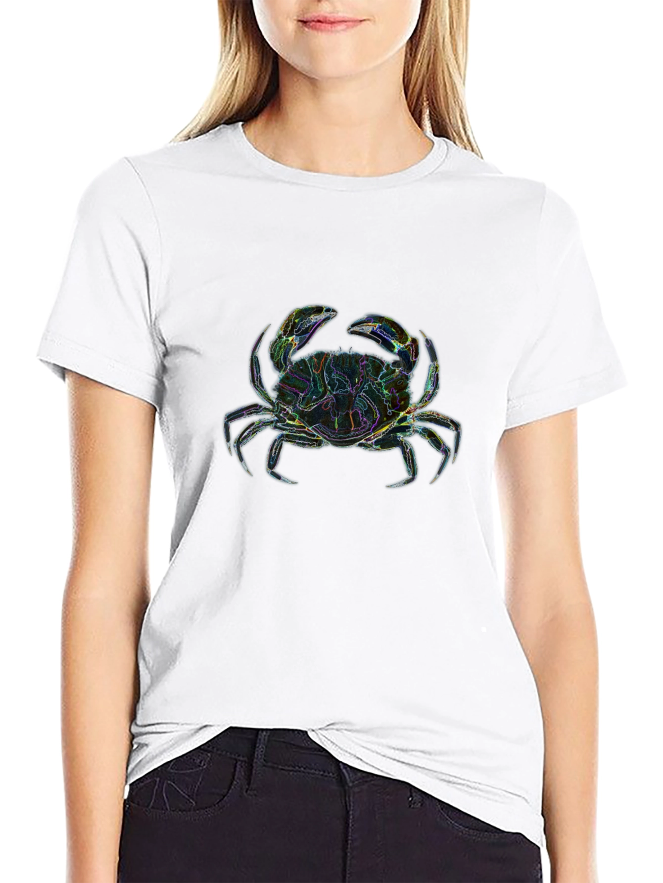 Neon Crab Graphic T-Shirt - Black Cotton Tee