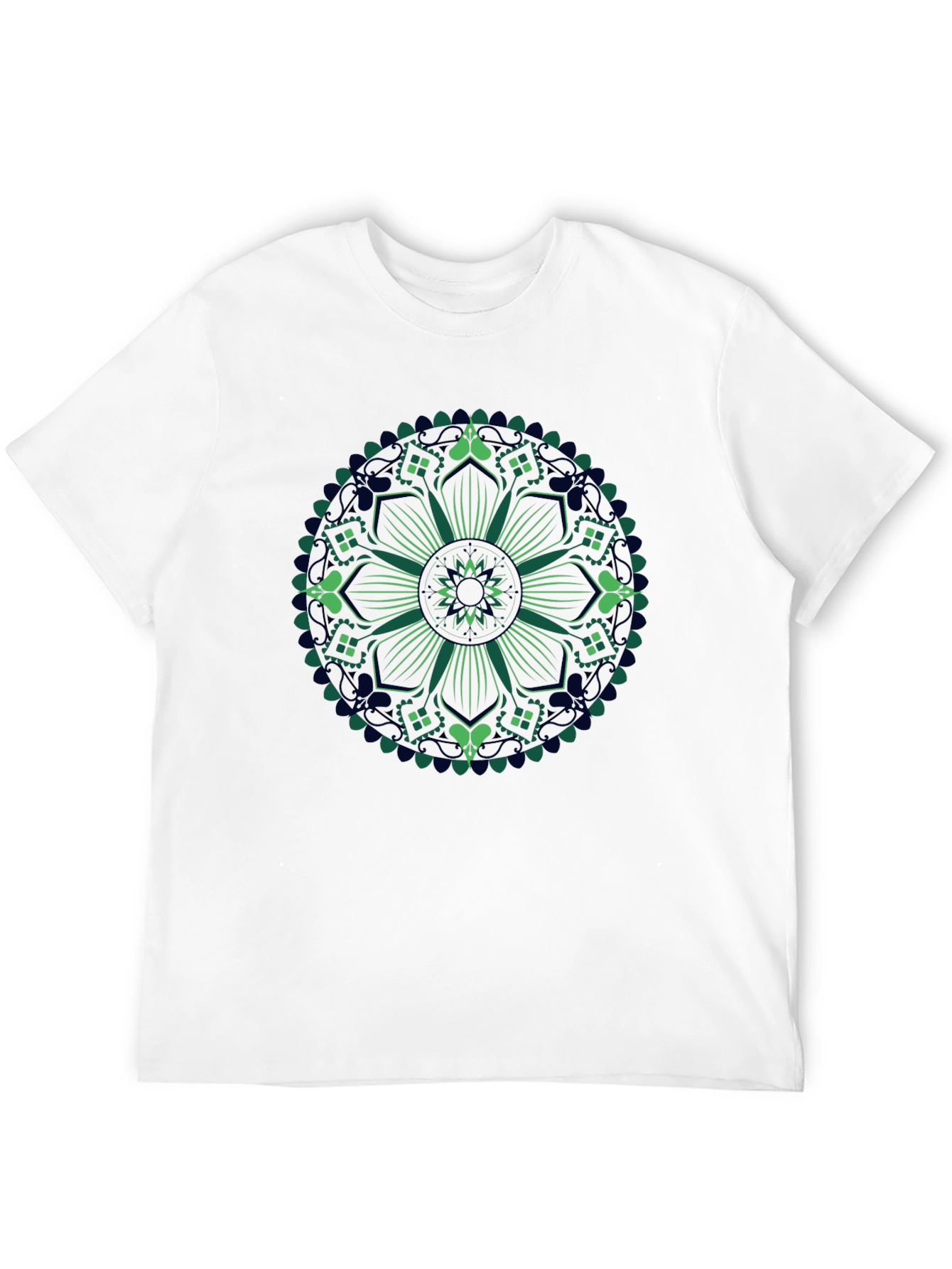 Green Mandala Graphic Tee - Black