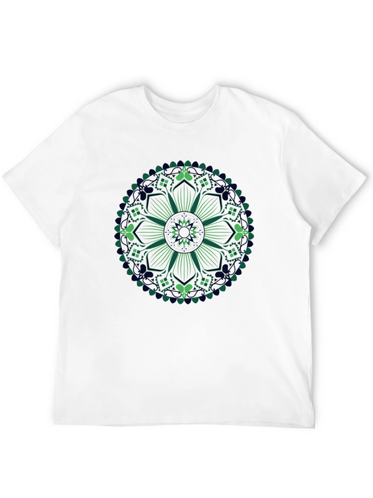 Green Mandala Graphic Tee - Black