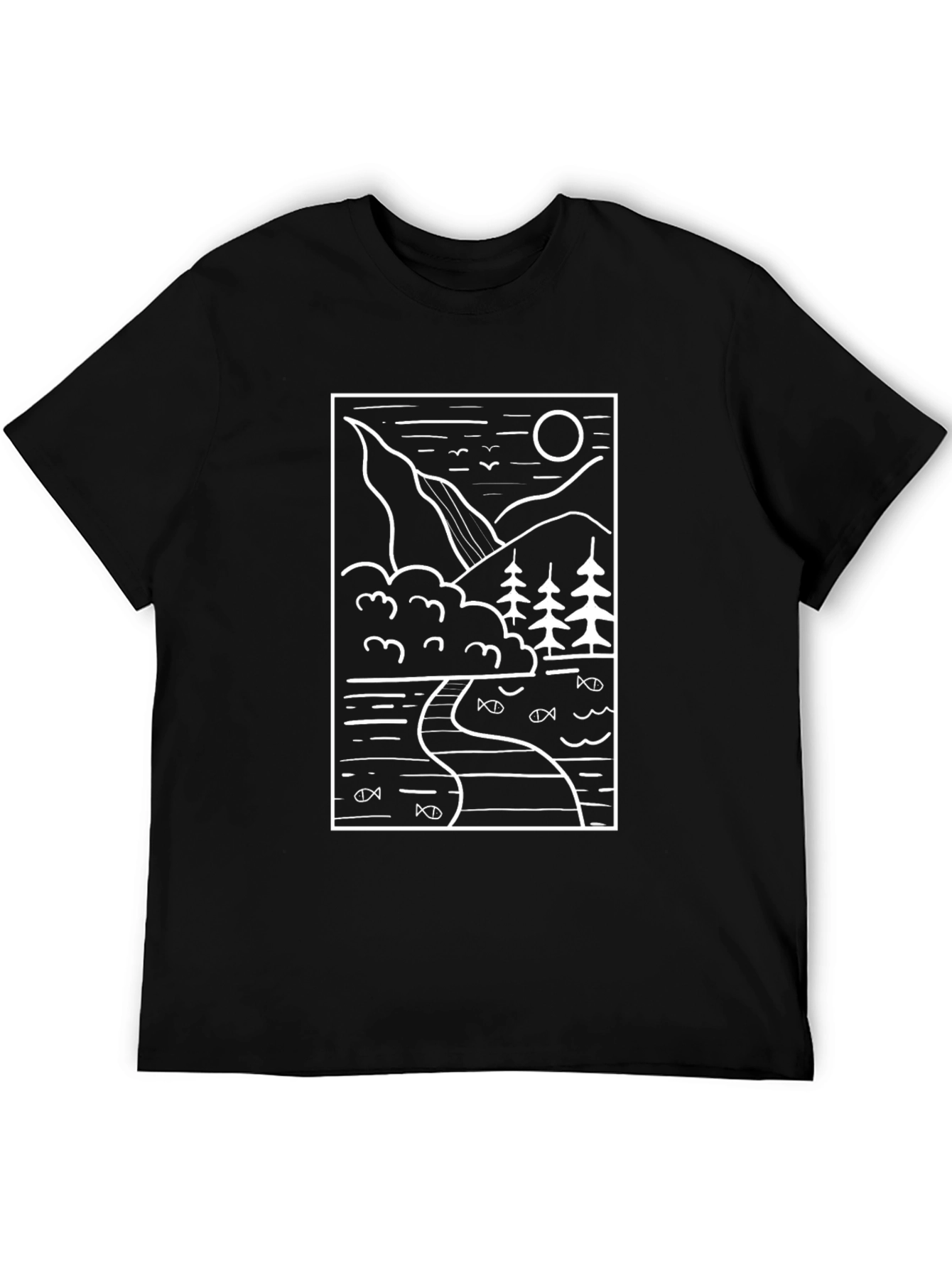 Nature Scene Graphic Tee - Black Cotton Blend