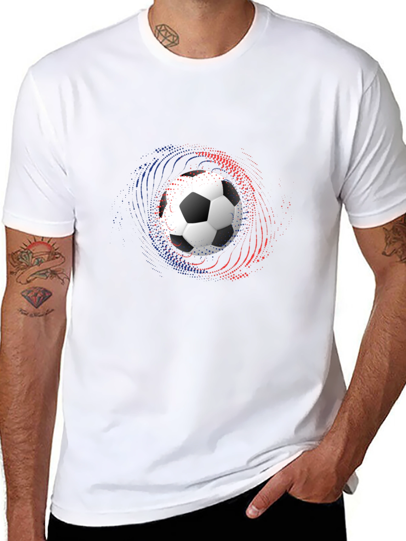 Soccer Ball Graphic Tee - Black Cotton Blend Shirt