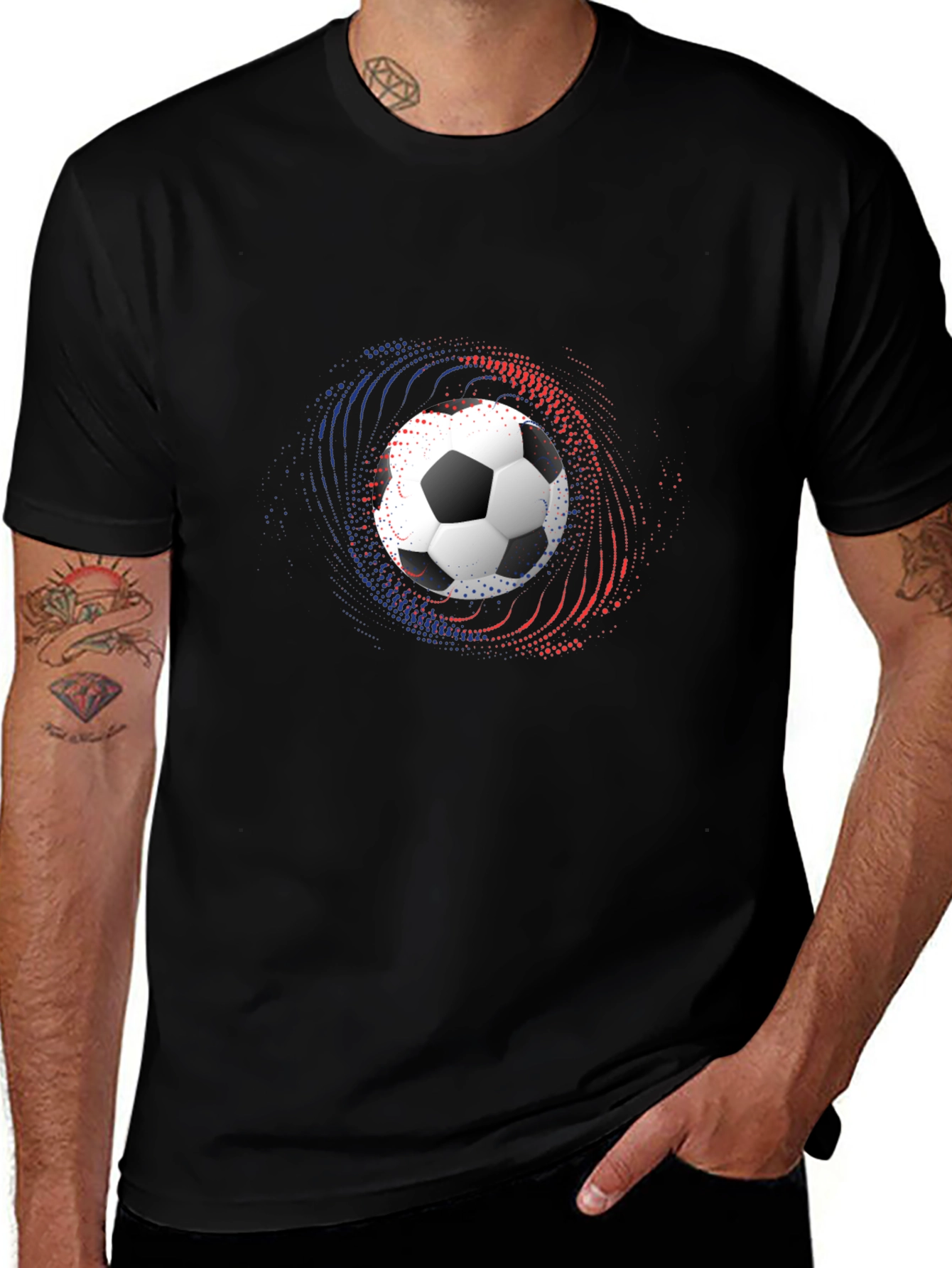 Soccer Ball Graphic Tee - Black Cotton Blend Shirt