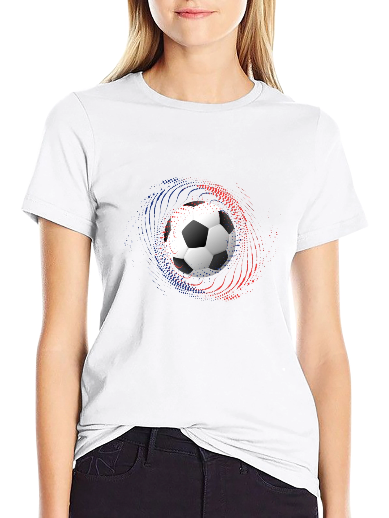 Soccer Ball Graphic Tee - Black Cotton Blend Shirt