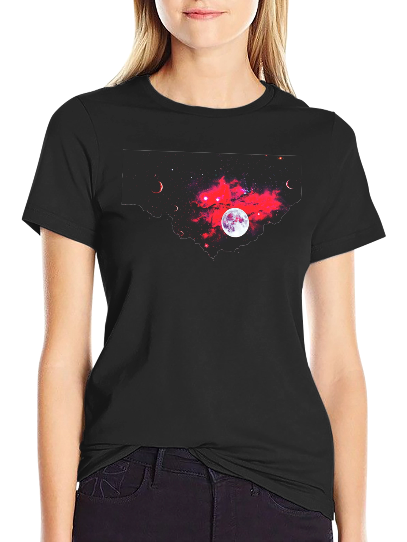 Cosmic Moon Black T-Shirt