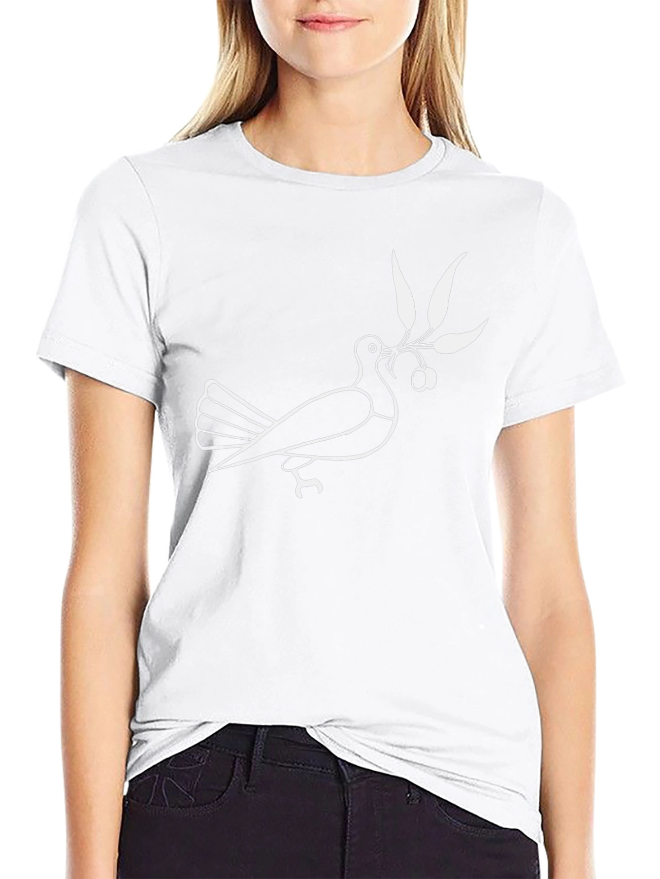 Peace Dove Olive Branch Graphic Tee - Black