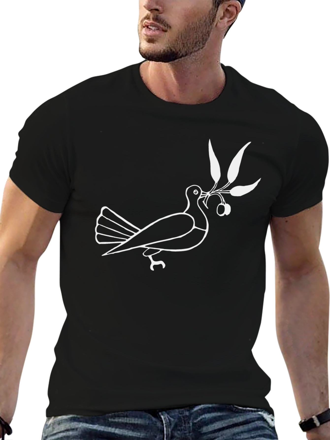 Peace Dove Olive Branch Graphic Tee - Black