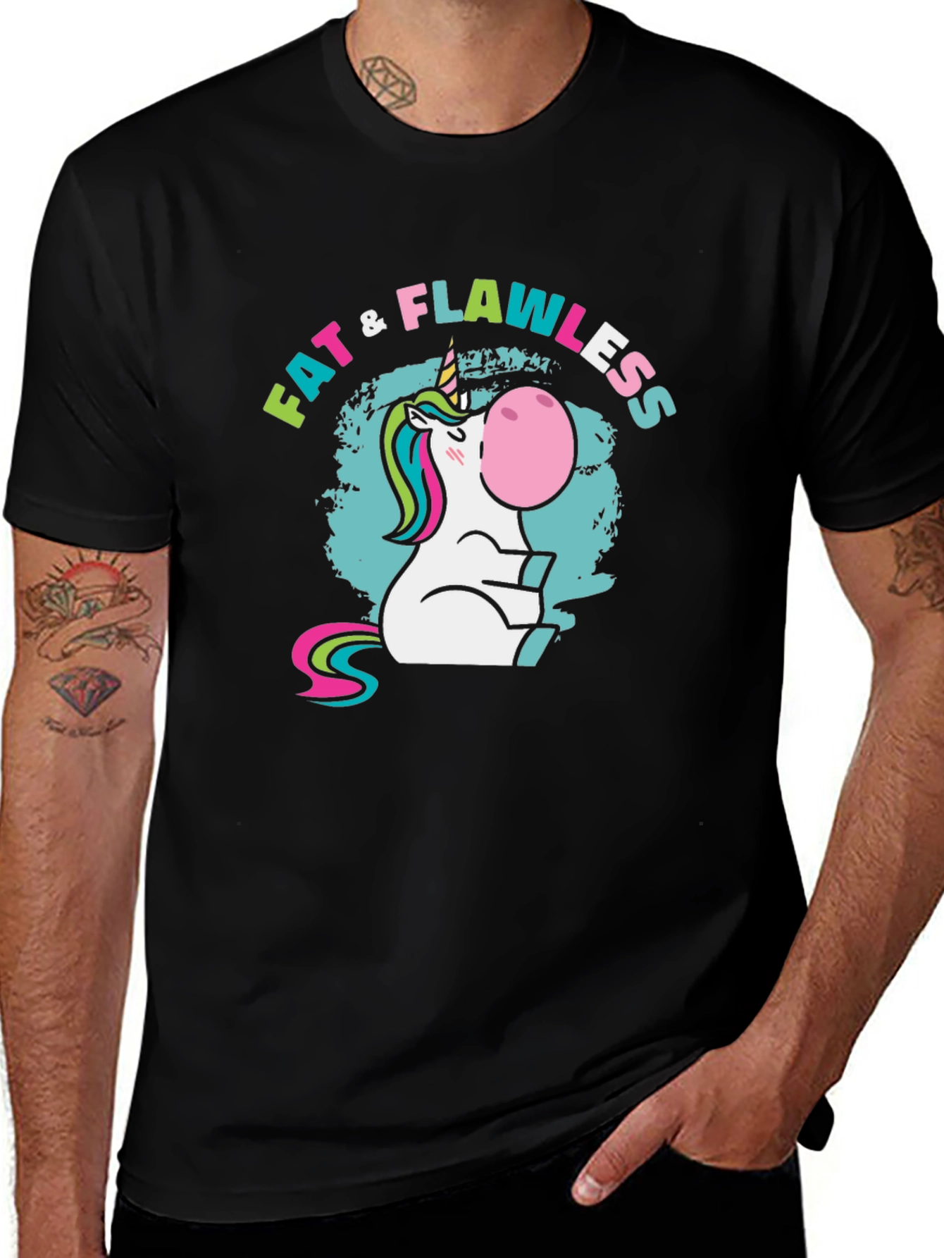 Fat & Flawless Unicorn Black T-Shirt