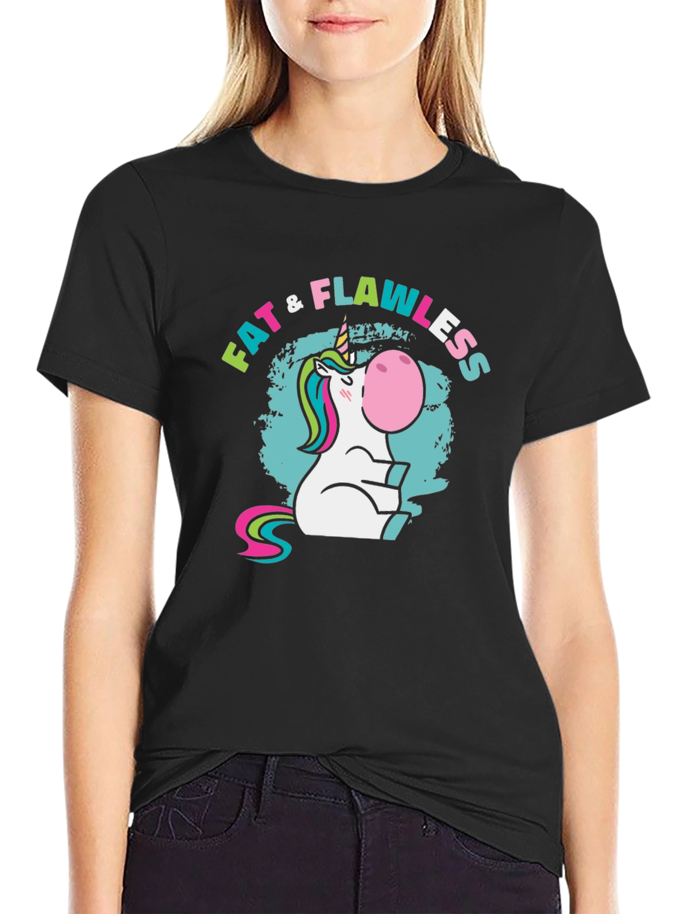 Fat & Flawless Unicorn Black T-Shirt