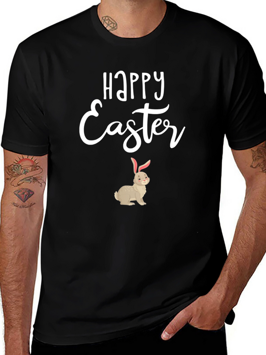 Happy Easter Bunny Graphic Tee - Black