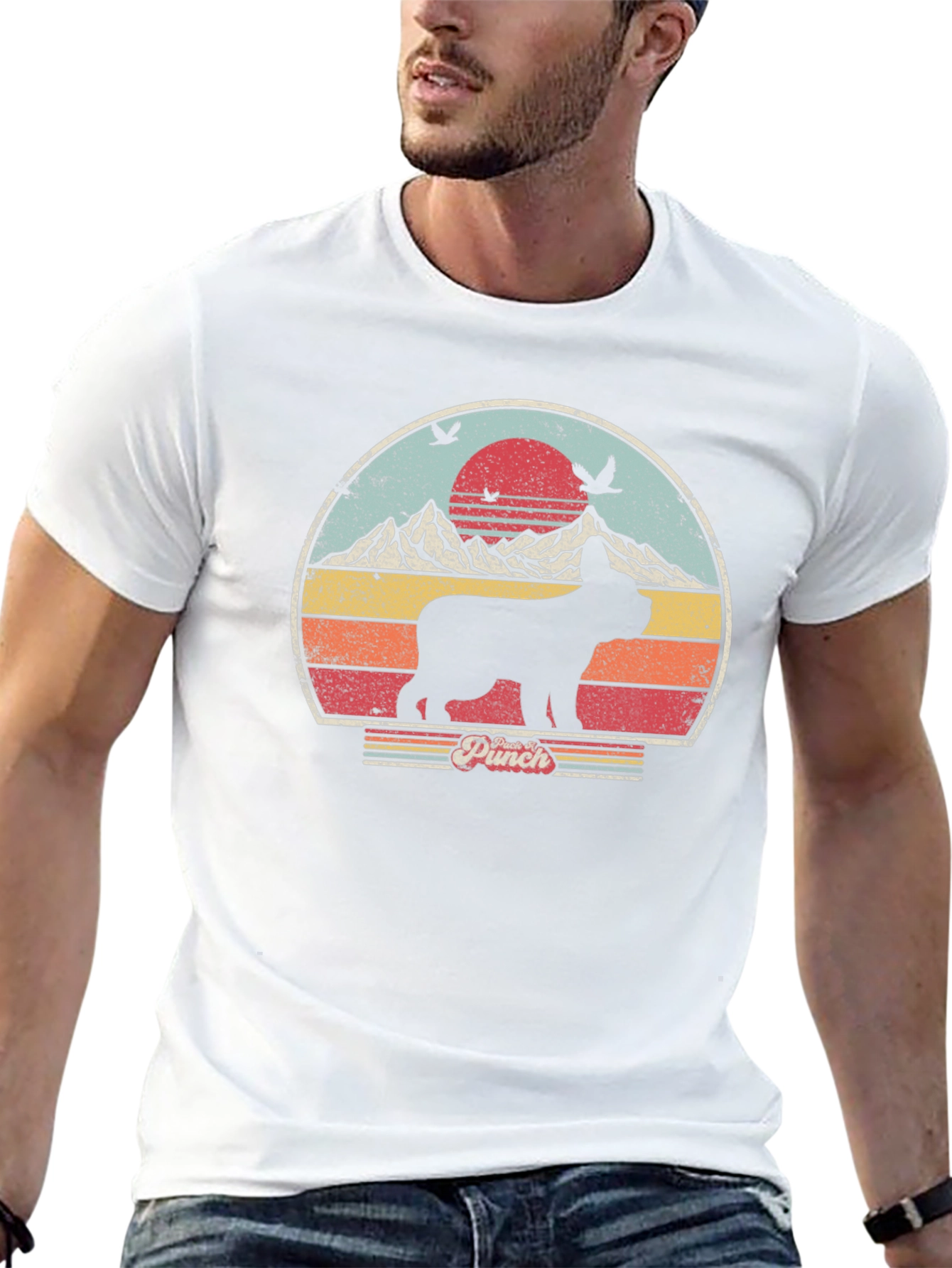 Retro Pet Dog Mountain Graphic T-Shirt