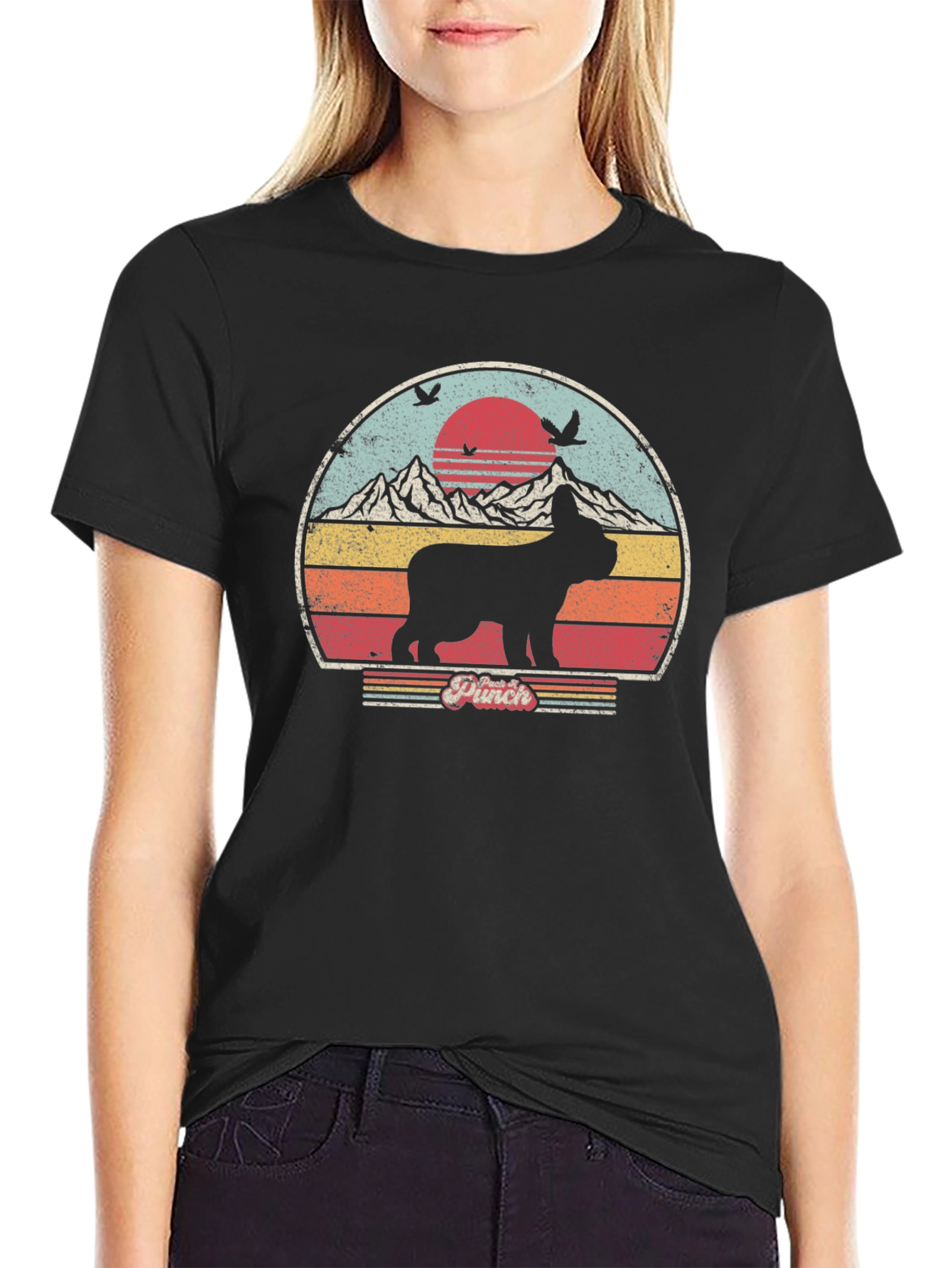 Retro Pet Dog Mountain Graphic T-Shirt