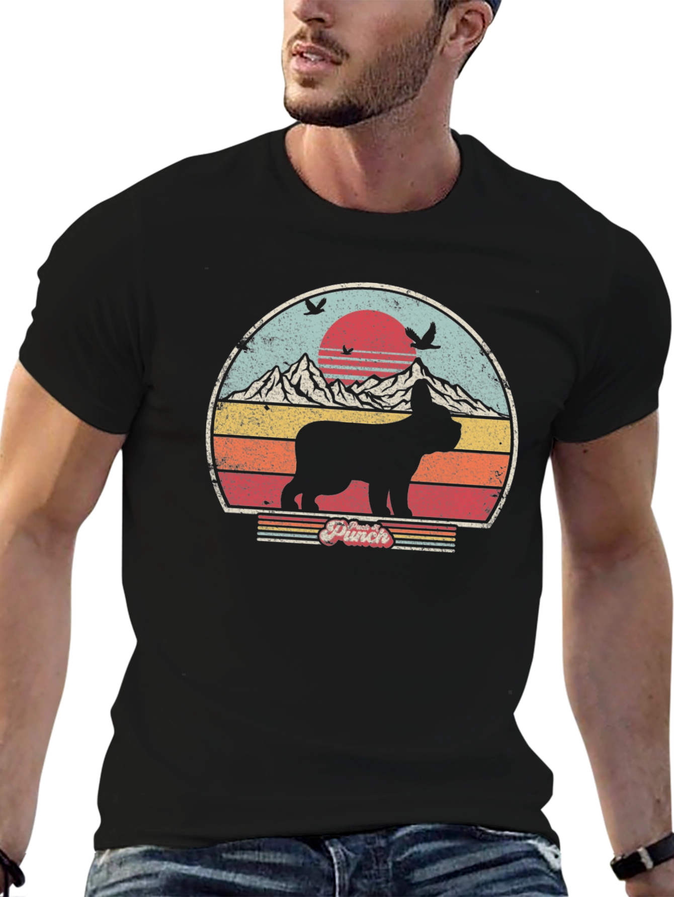 Retro Pet Dog Mountain Graphic T-Shirt