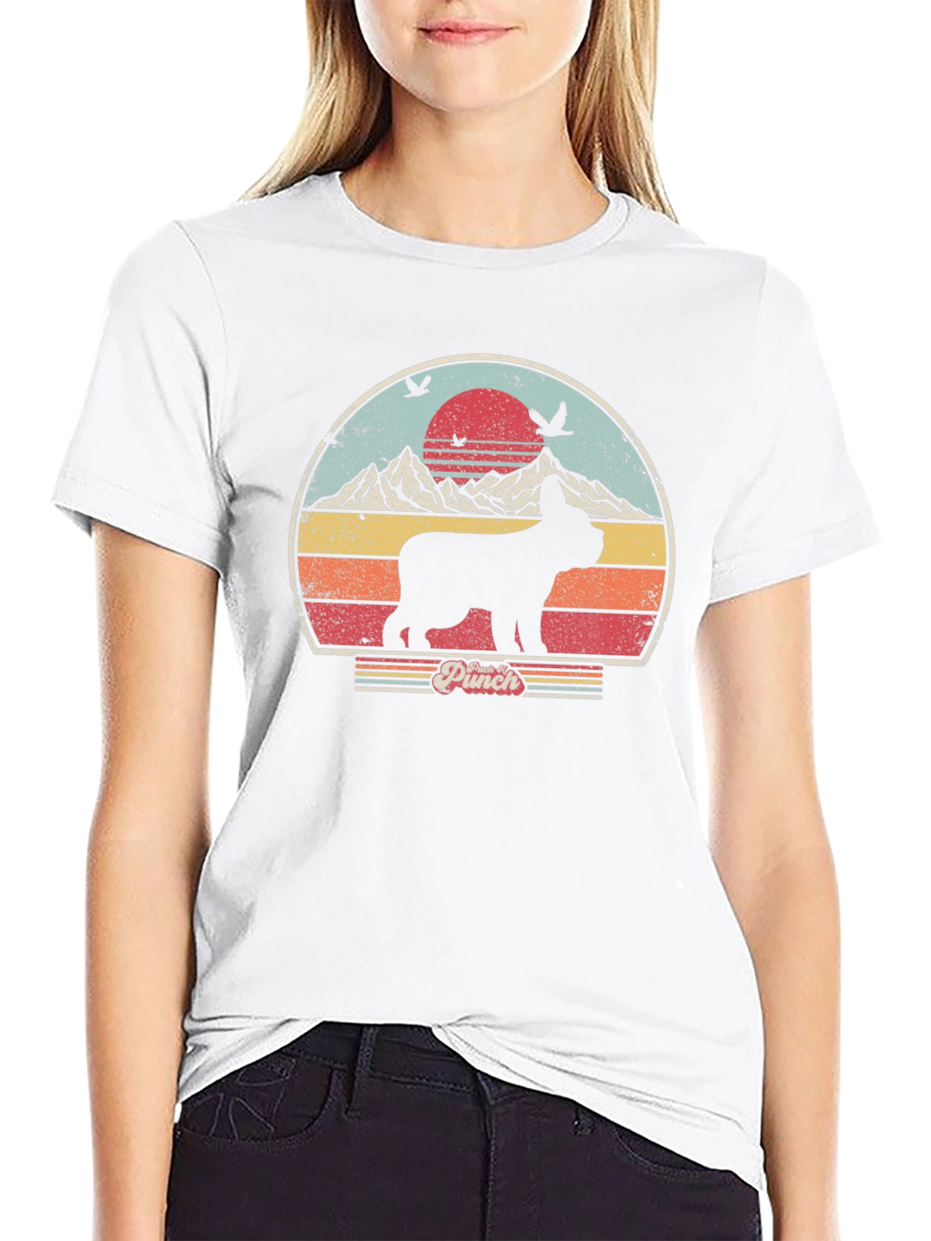 Retro Pet Dog Mountain Graphic T-Shirt