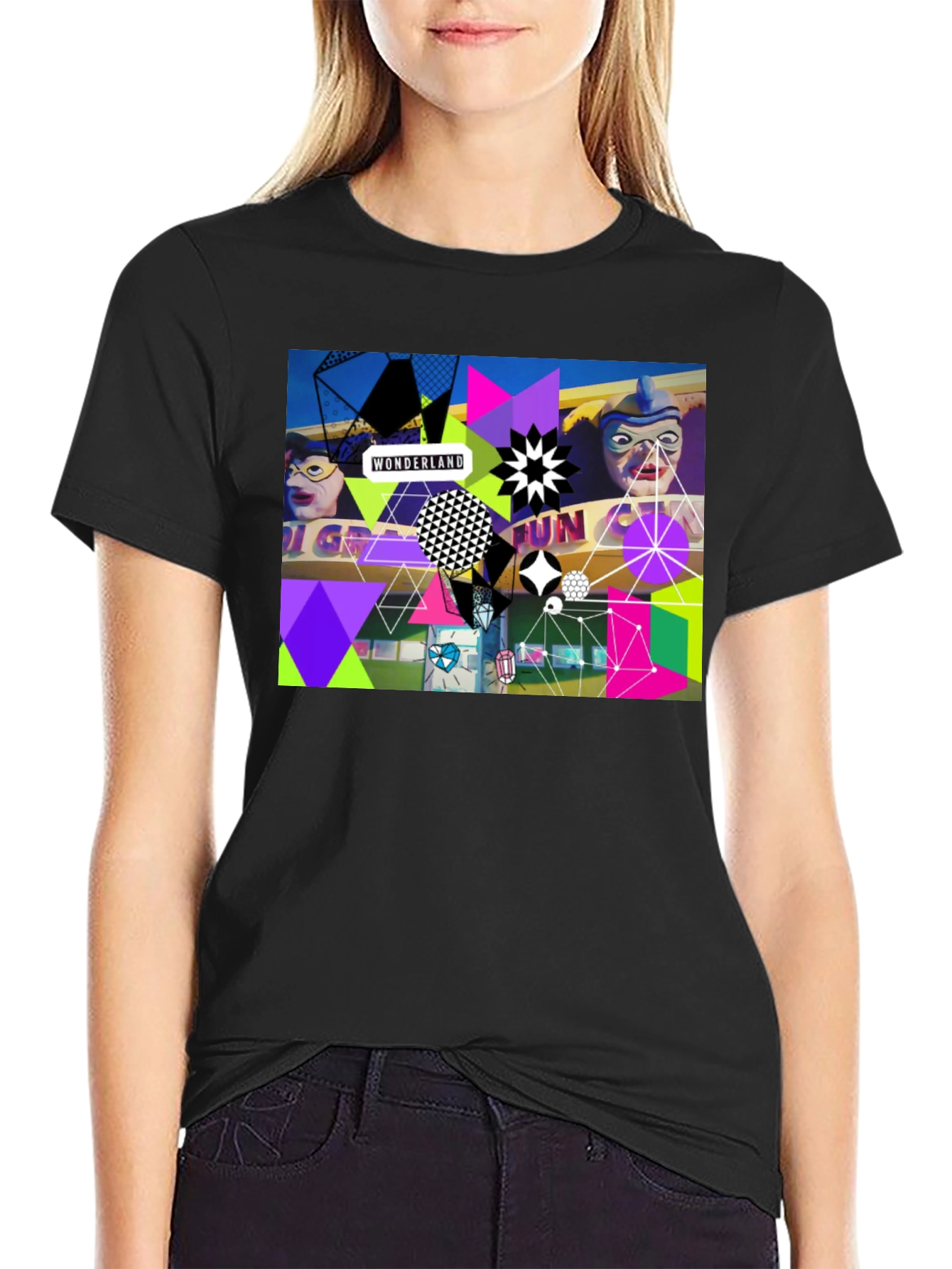 Wonderland Fun Graphic Tee - Black Crew Neck