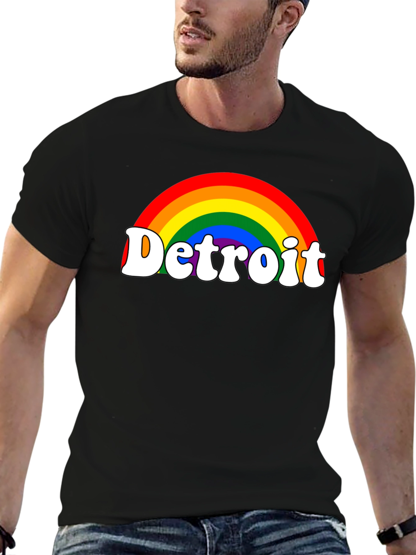 Detroit Rainbow Pride T-Shirt - Black