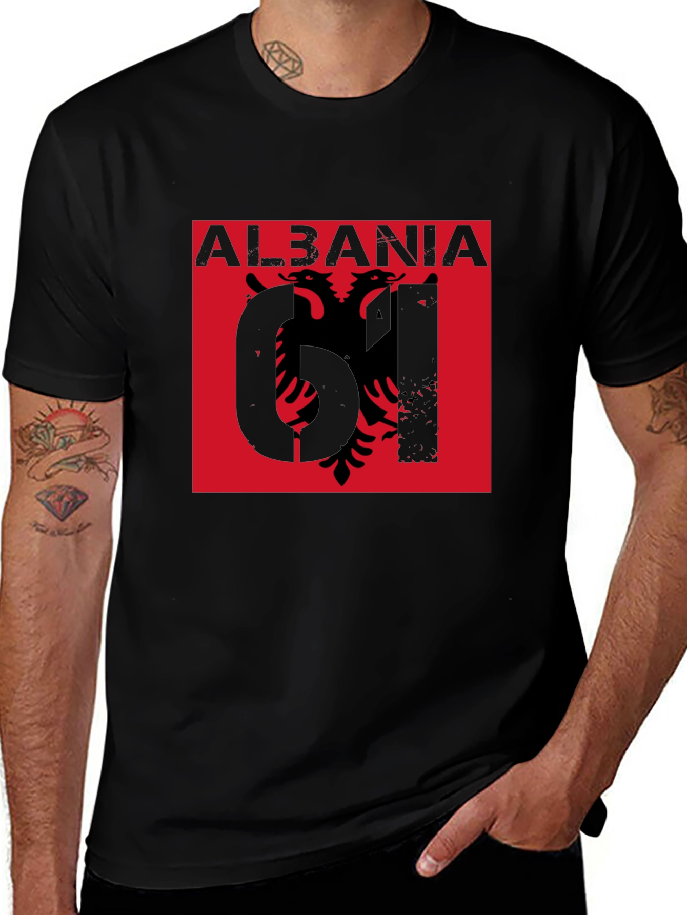 Albania Eagle Graphic Tee - Black
