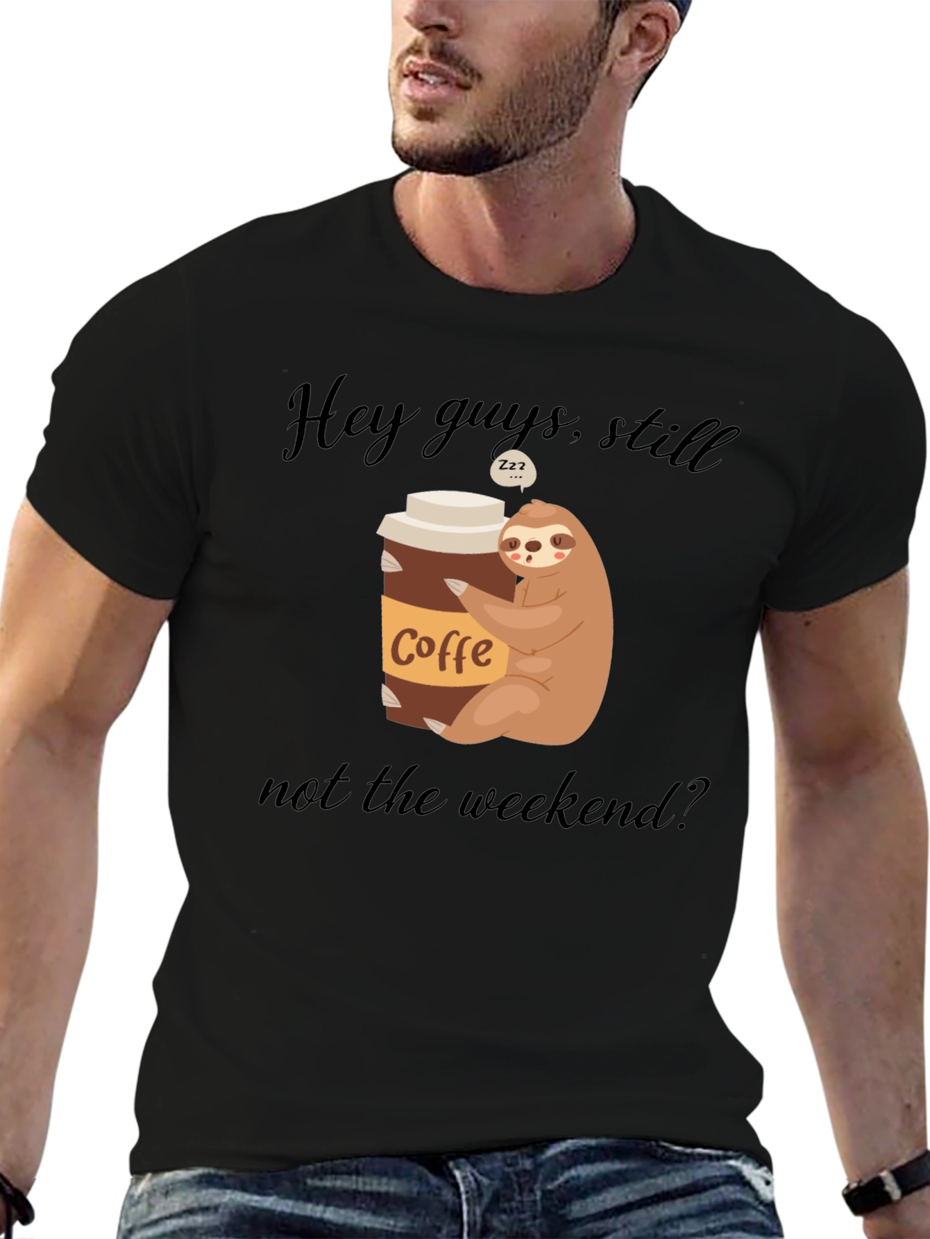Coffee Sloth Graphic Tee - Weekend Vibes
