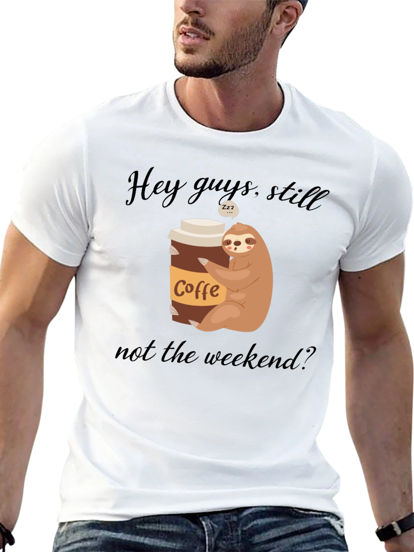 Coffee Sloth Graphic Tee - Weekend Vibes