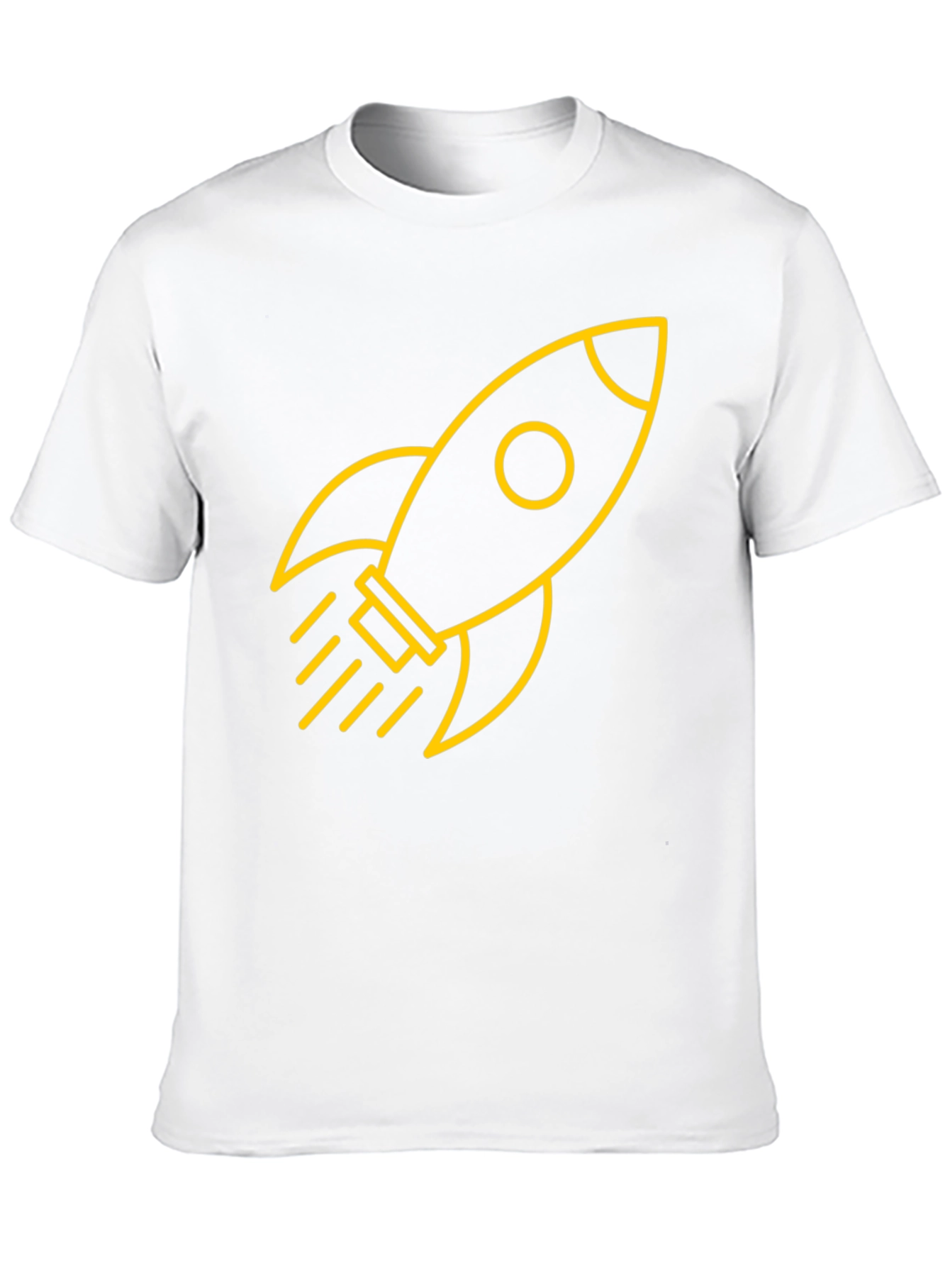 Black T-Shirt with Yellow Rocket Graphic