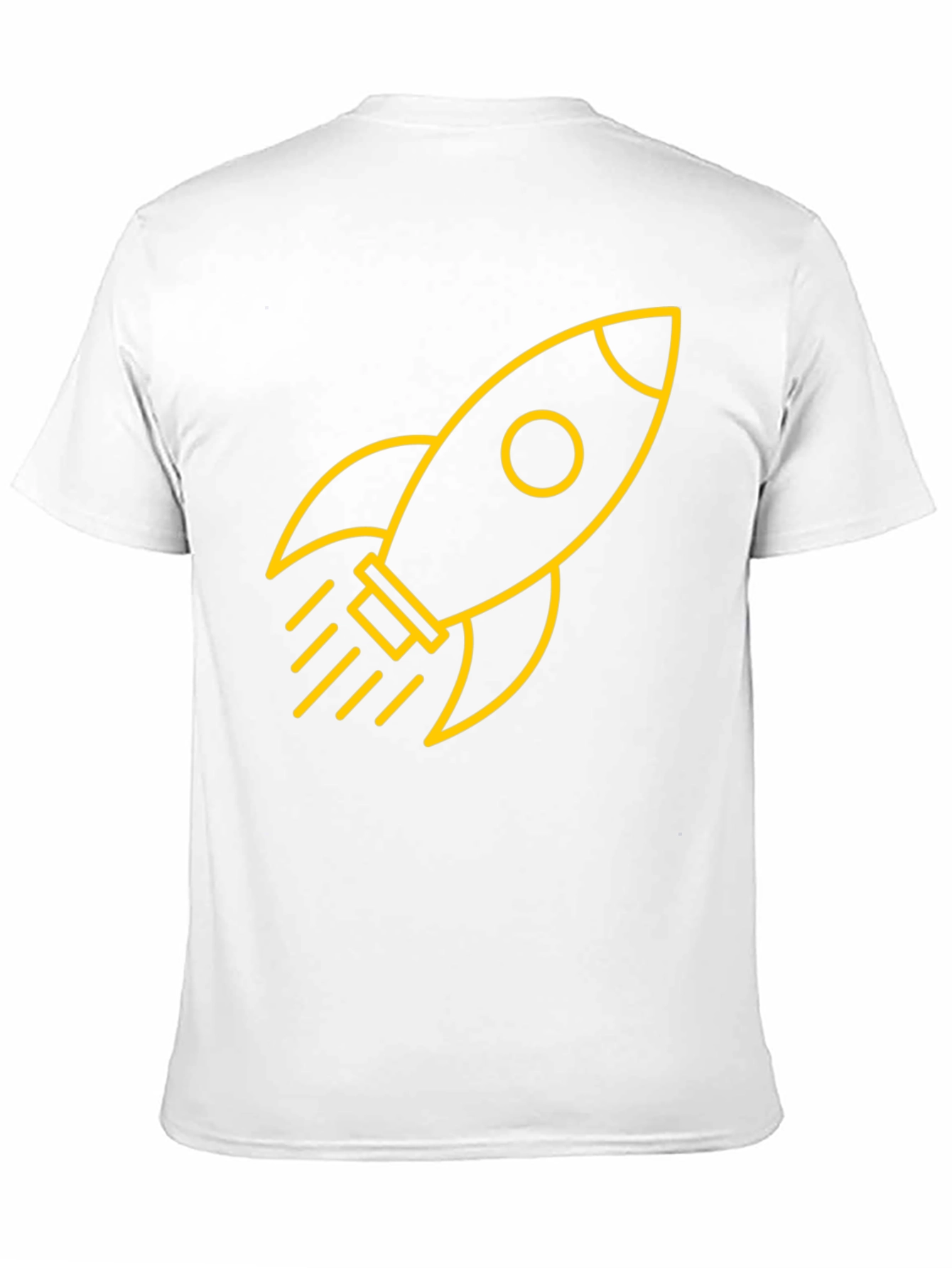 Black T-Shirt with Yellow Rocket Graphic
