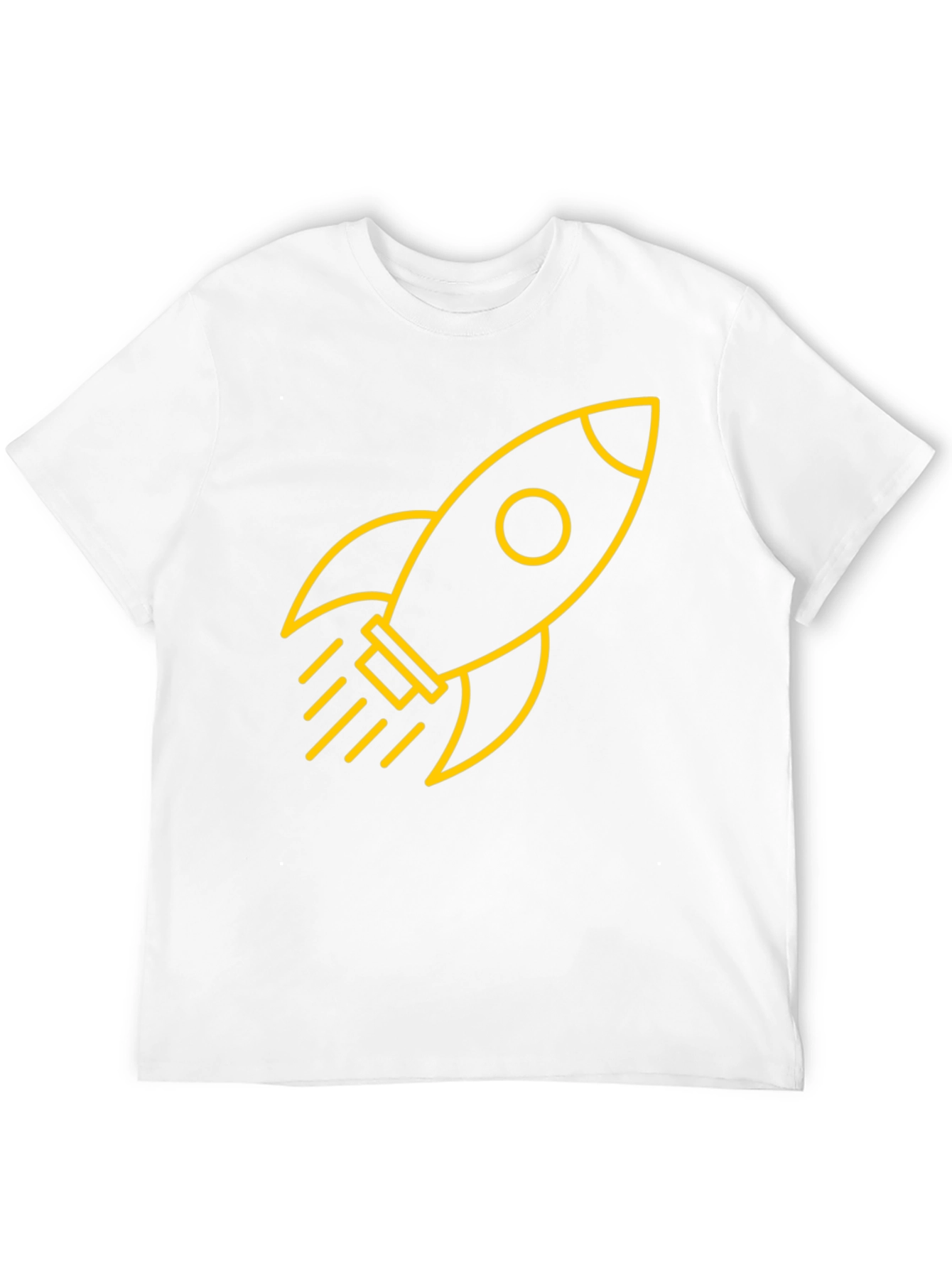 Black T-Shirt with Yellow Rocket Graphic