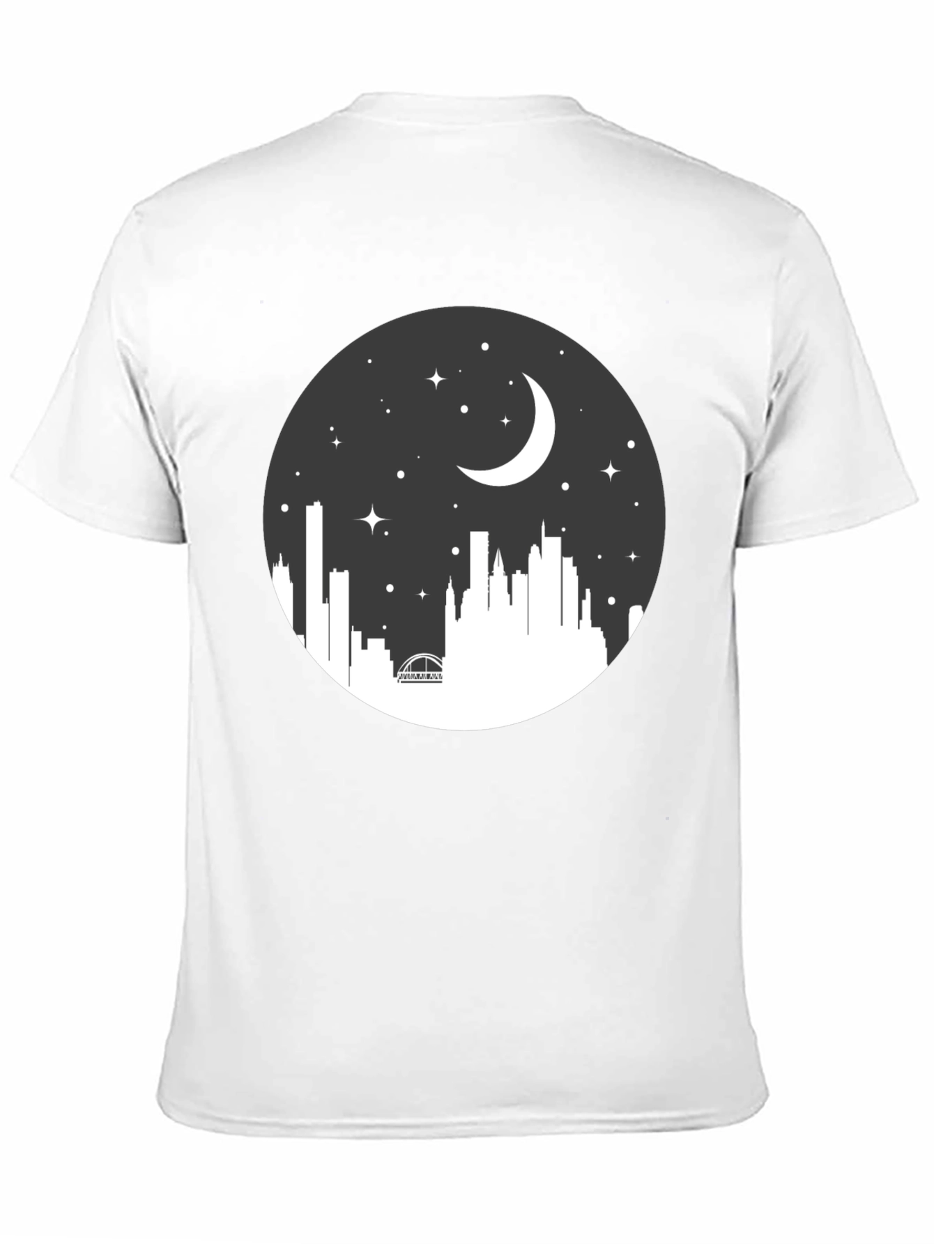 Night Skyline Graphic Tee - Black Crew Neck
