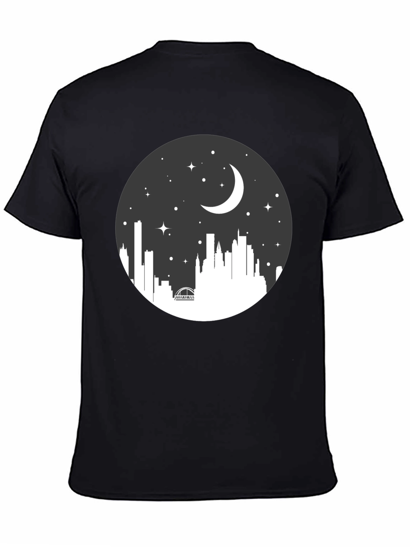 Night Skyline Graphic Tee - Black Crew Neck
