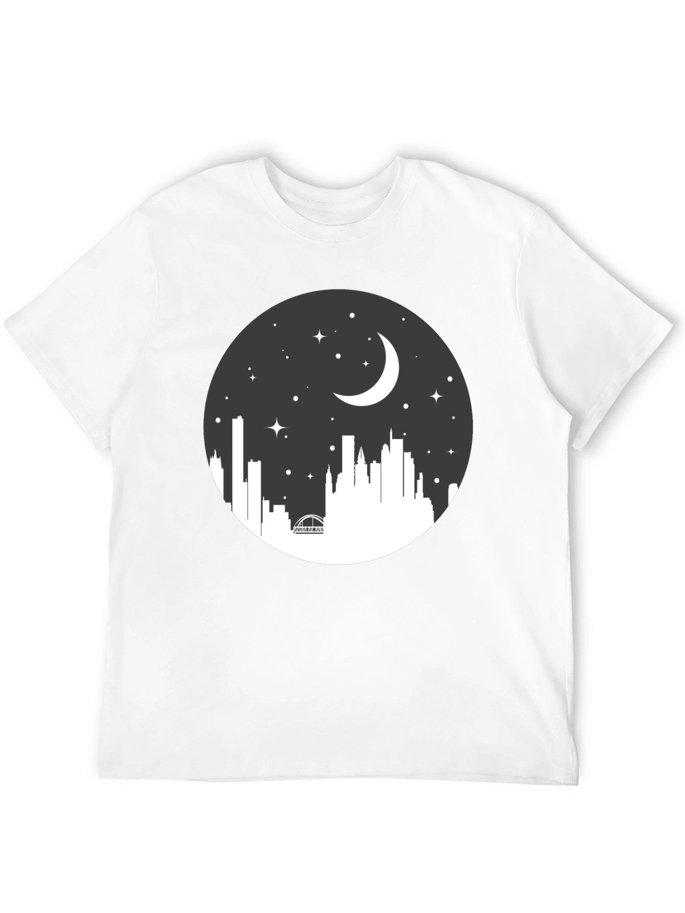 Night Skyline Graphic Tee - Black Crew Neck