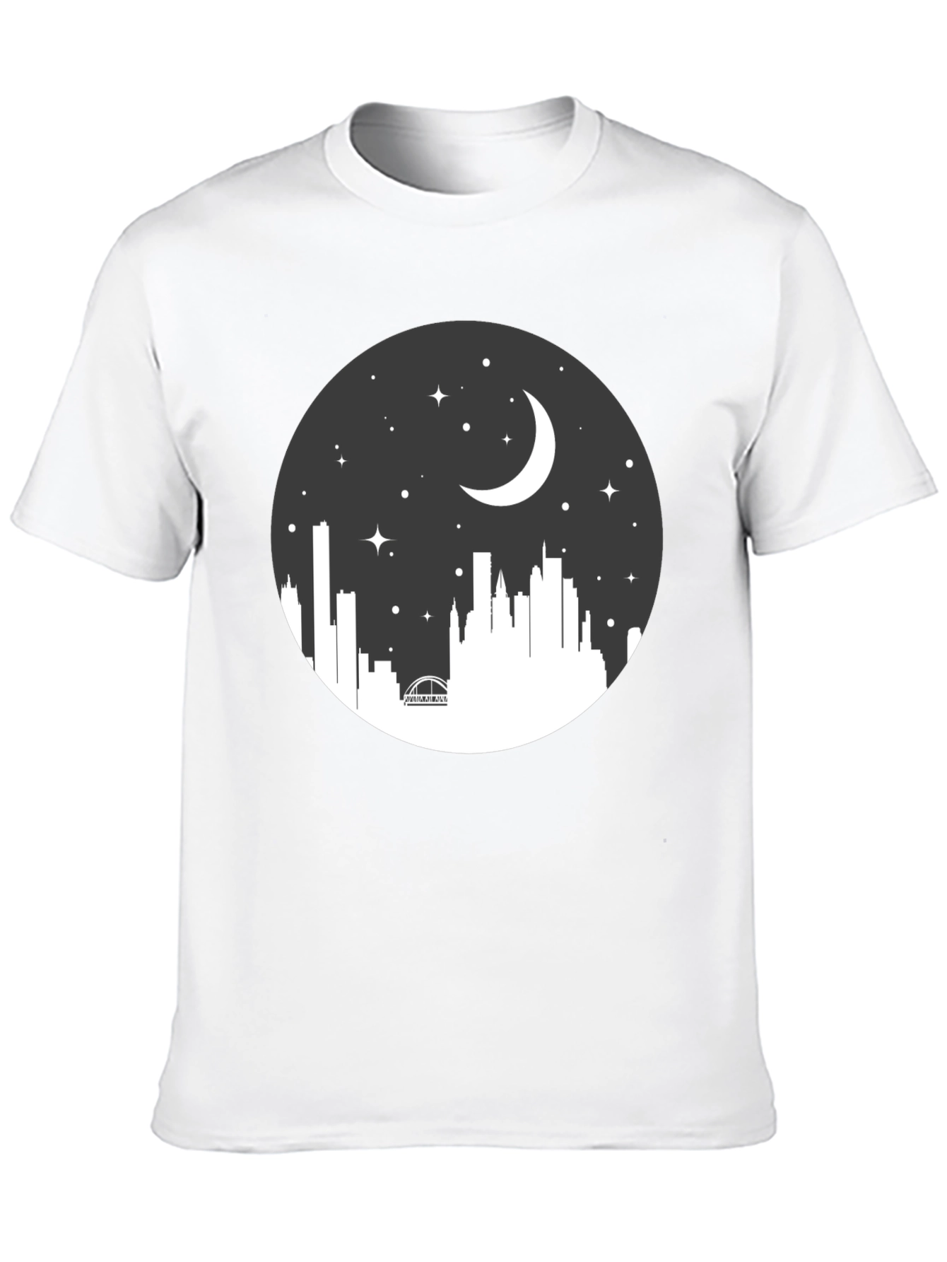 Night Skyline Graphic Tee - Black Crew Neck