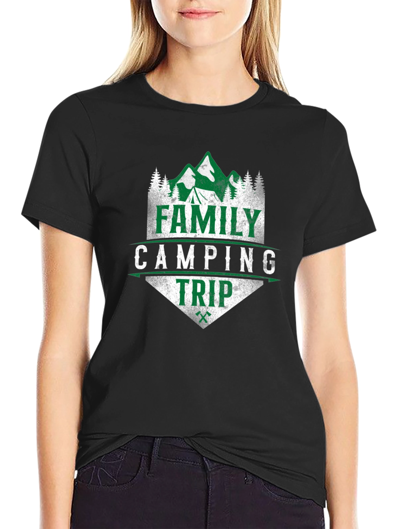 Family Camping Trip Graphic Tee - Black