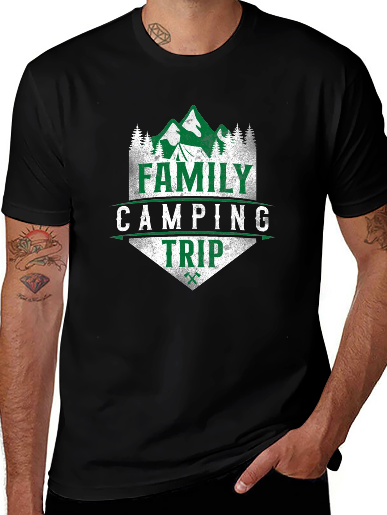 Family Camping Trip Graphic Tee - Black
