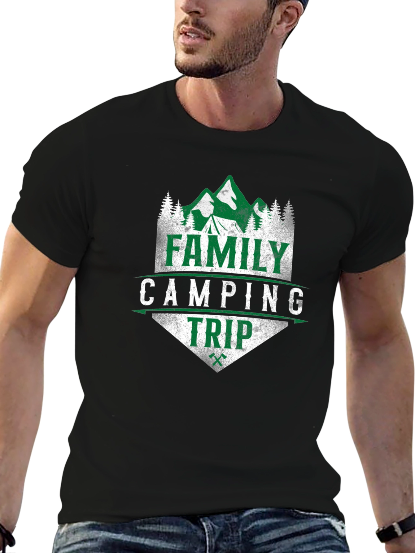 Family Camping Trip Graphic Tee - Black